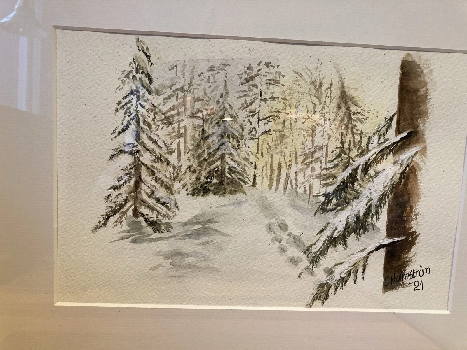 Akvarell Vinterlandskap av Jessica Holmström