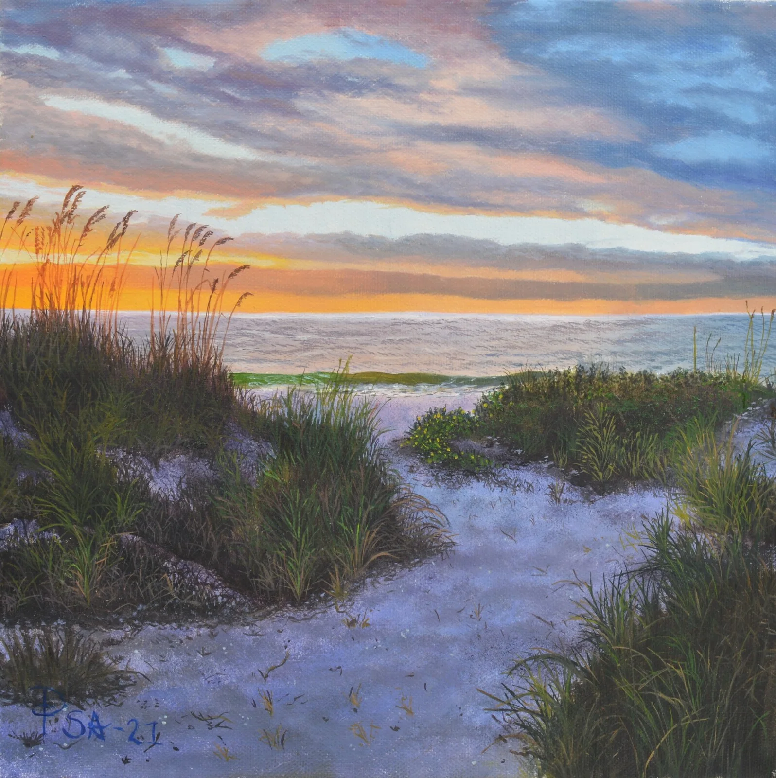 Oljemålning Solnedgång på stranden - Limited edition fine art print av Pernilla Sävestrand