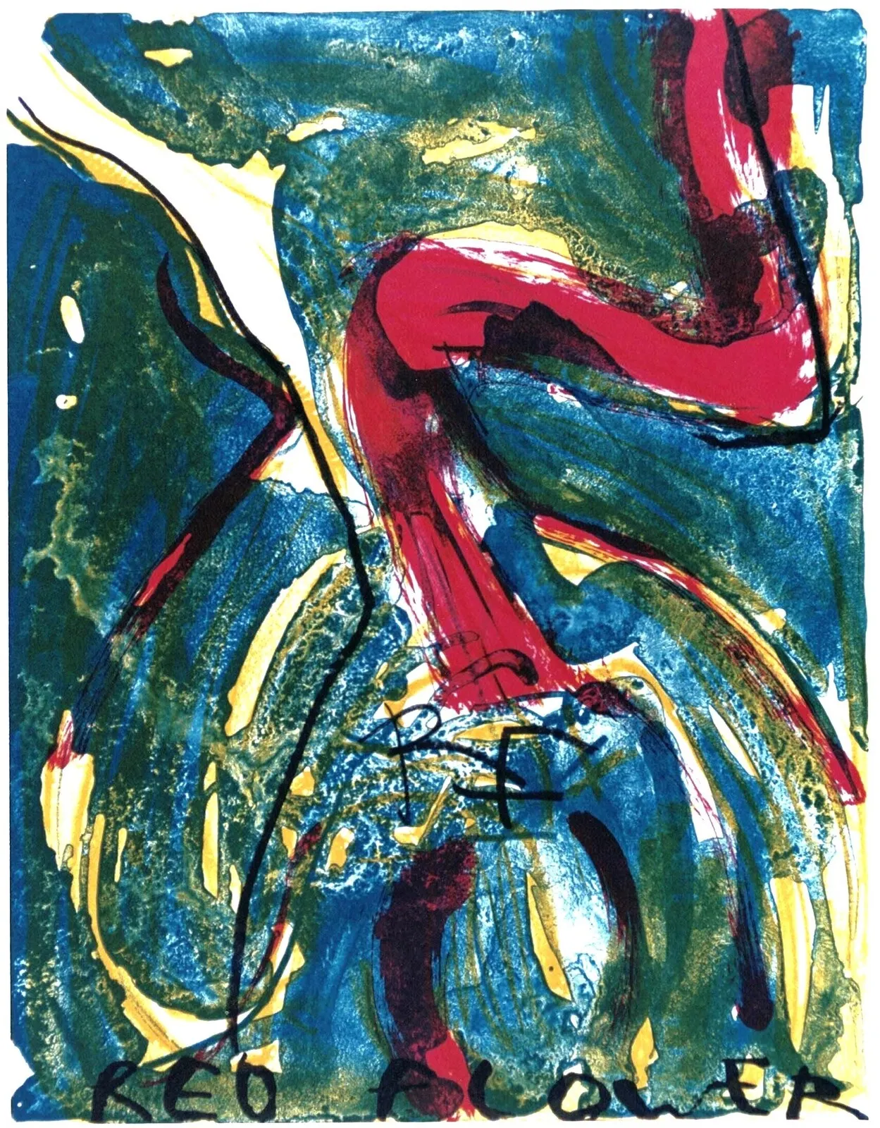 Red Flower (inramad) av Olga Brink Art