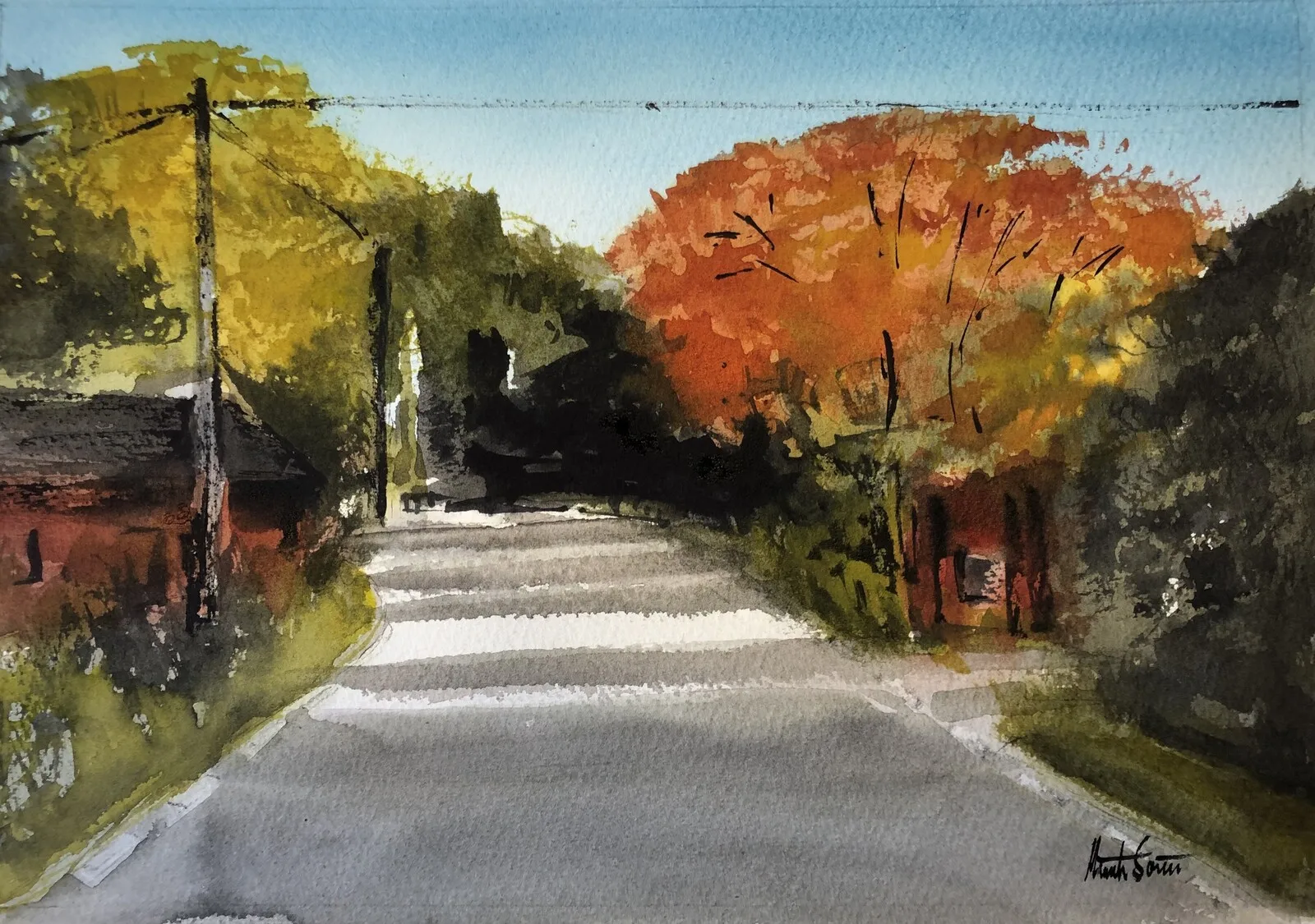 Akvarell Vibrant autumn av Märith Sovin