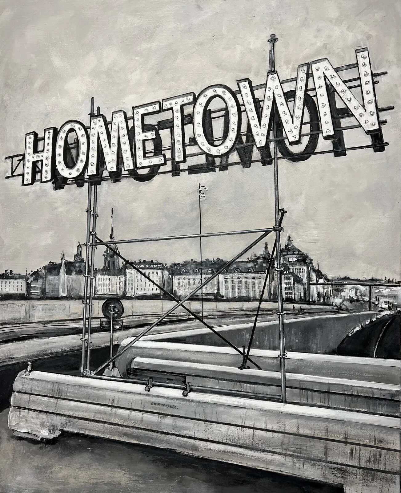 Akrylmålning Hometown av Matilda Skoglund