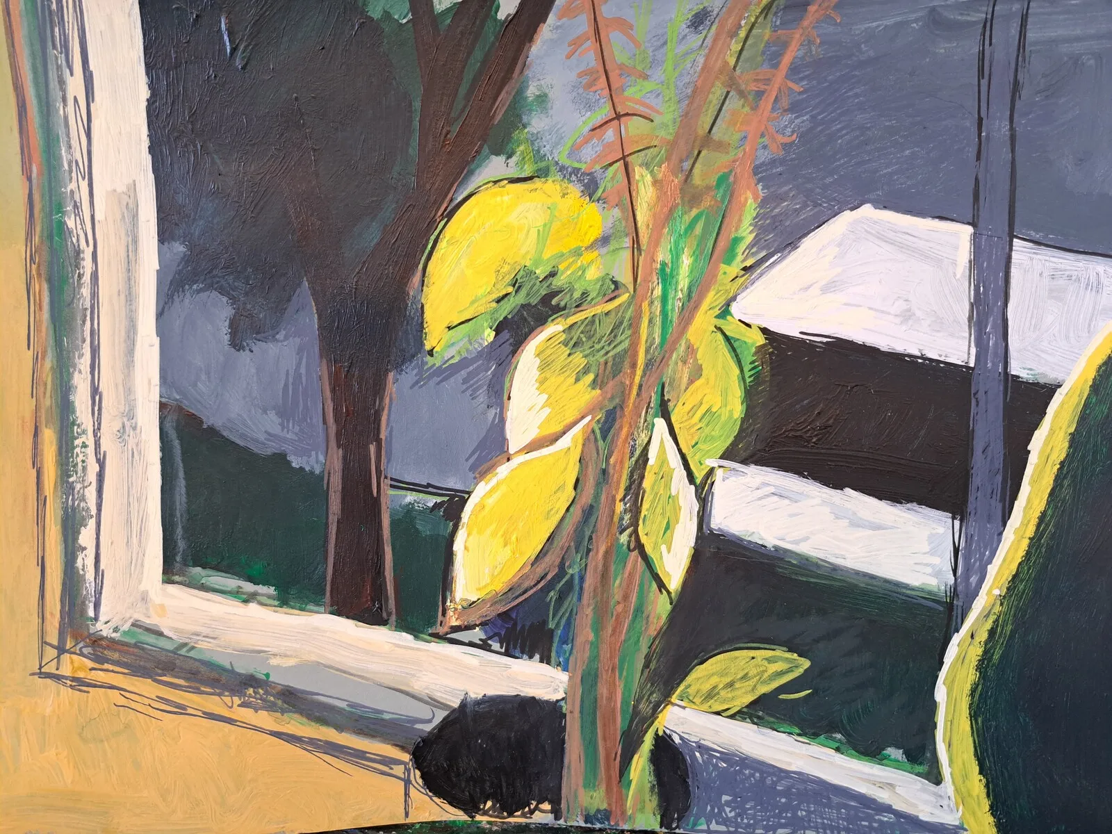 Akrylmålning Växt i fönstret av Sara Berlekom