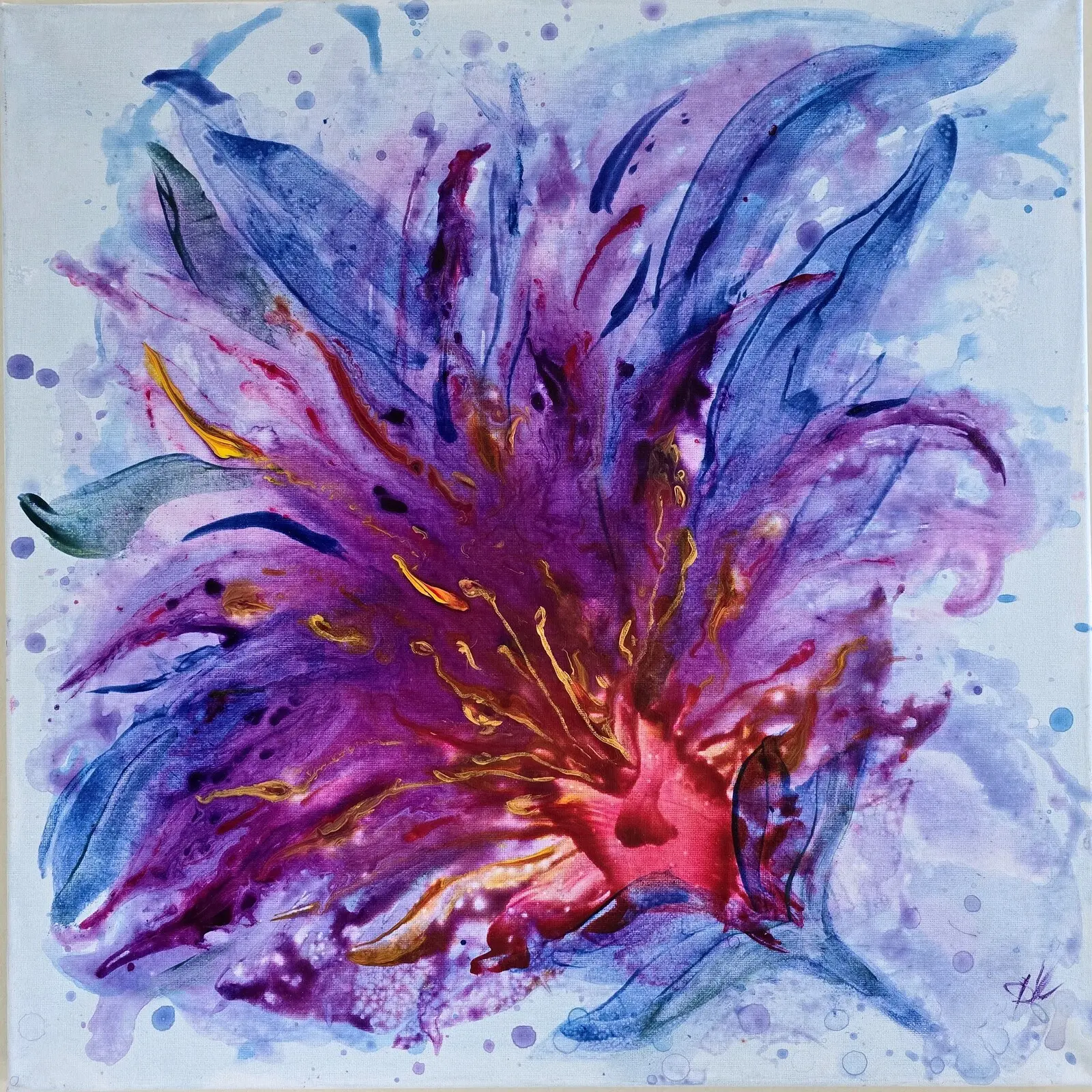Akrylmålning Fiery Flower av Dina Vaga