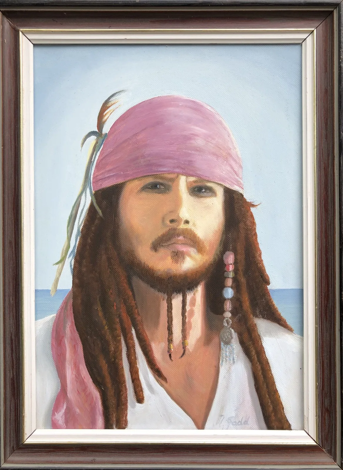 Oljemålning Kapten Jack Sparrow av Marie Gadd