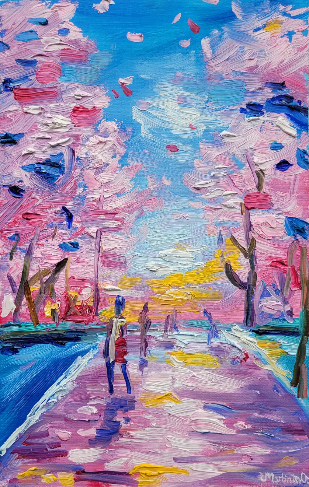 Oljemålning Vårpromenad av Martina Olofsson