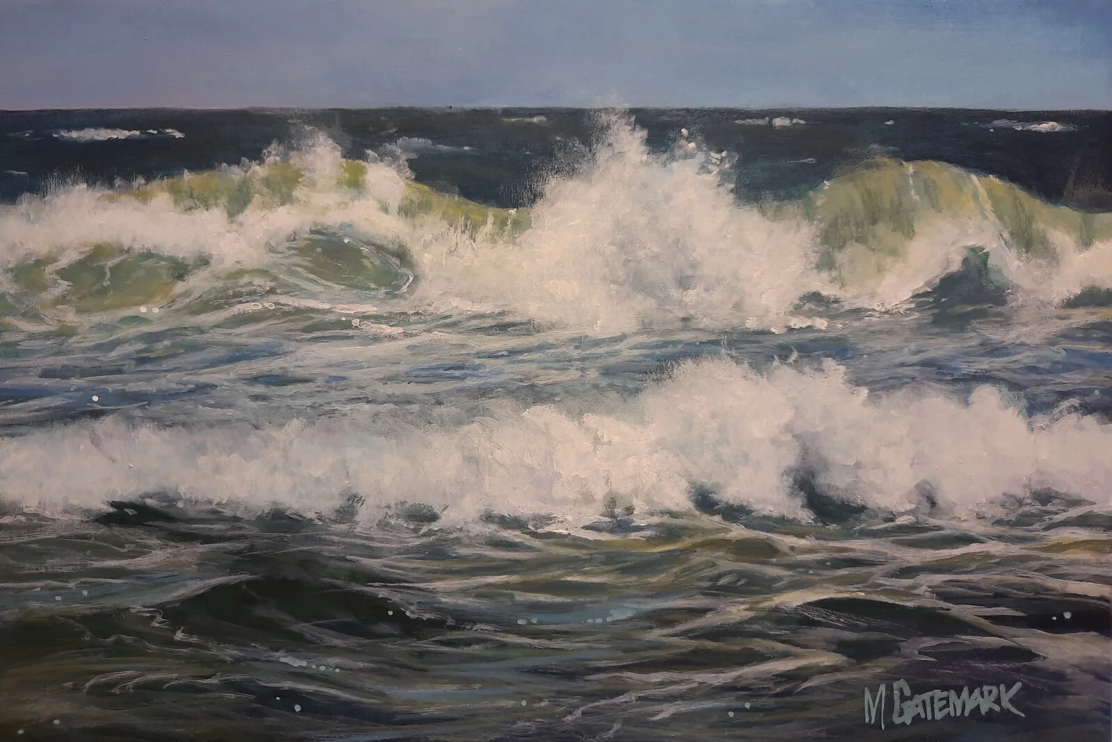 Akrylmålning Skummande hav av Magnus Gatemark