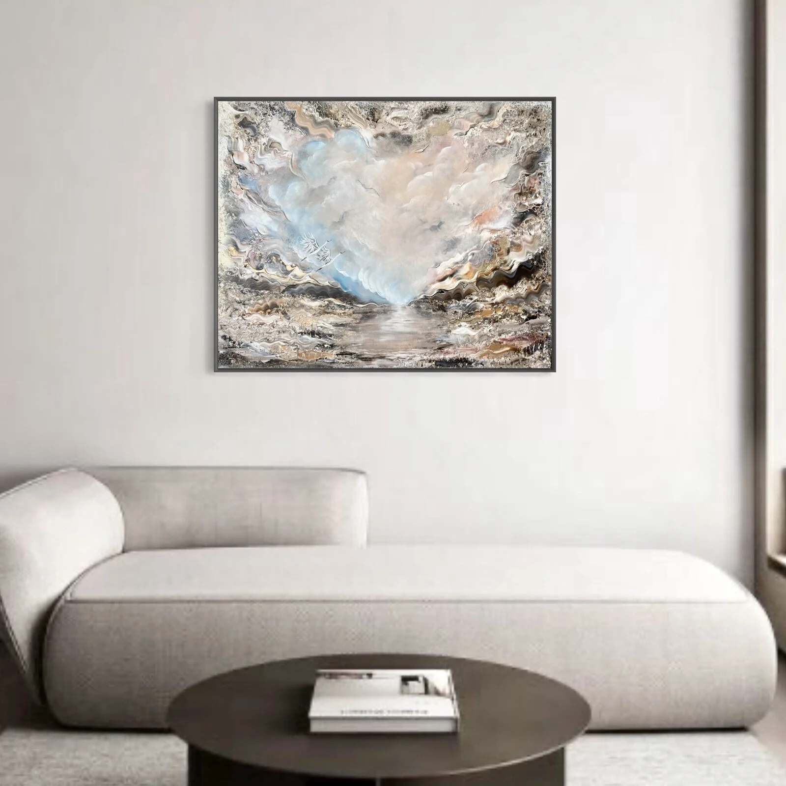 Fly above the clouds | Beige abstrakt tavla av Artbymiss.j