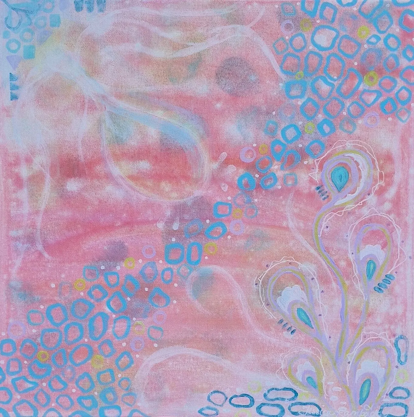 Akrylmålning Ethereal Peacock av Jessica Rambäck