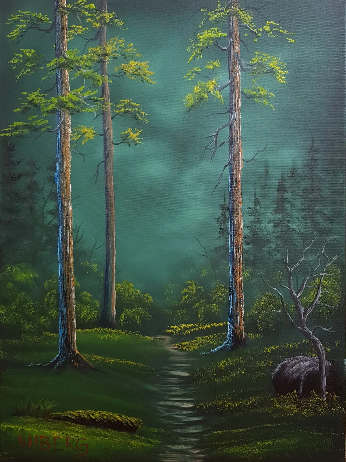 Oljemålning 22.13. Silent Forest av Anders Wiberg