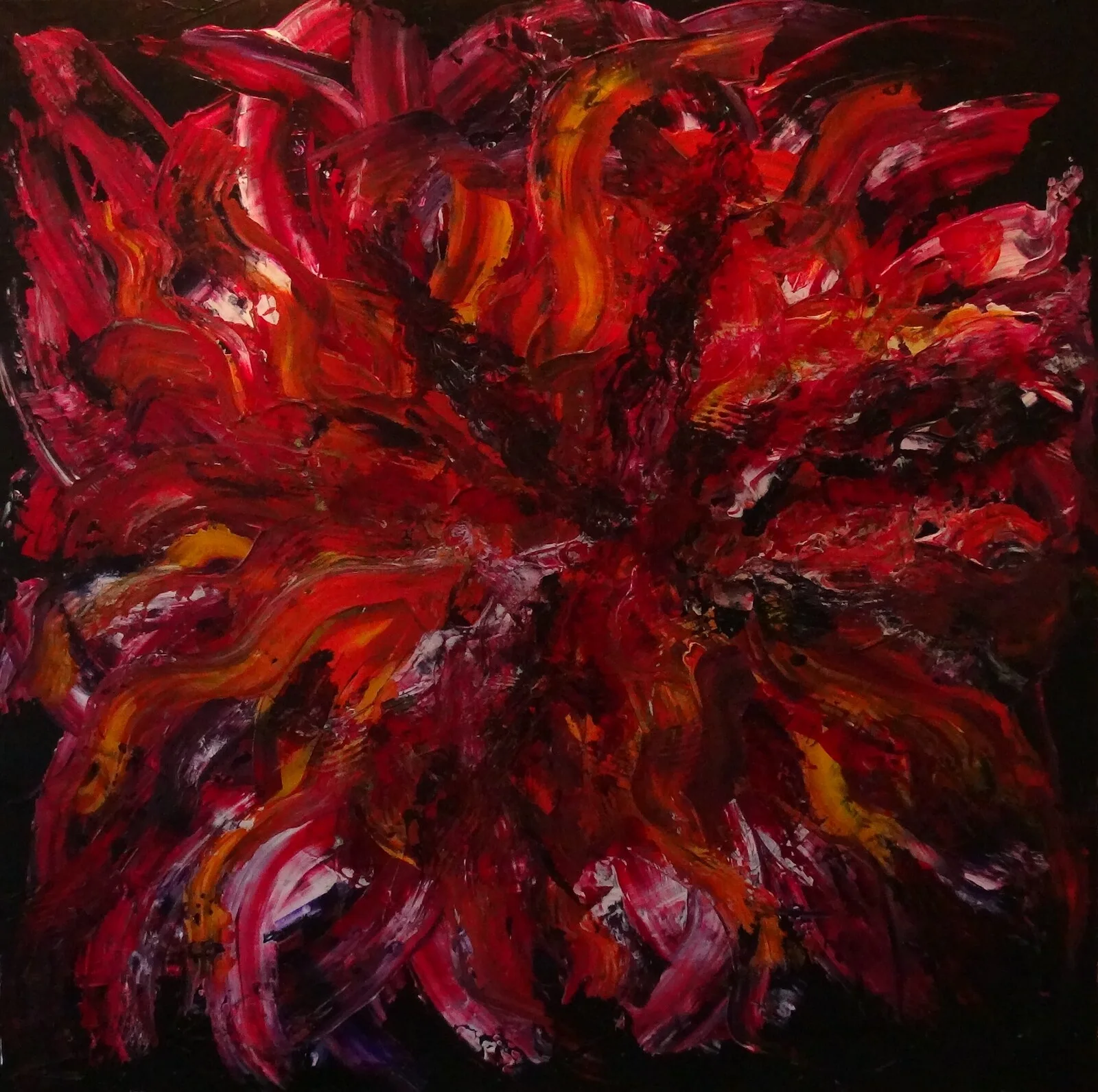 Akrylmålning Fire flower av Bengt Selin