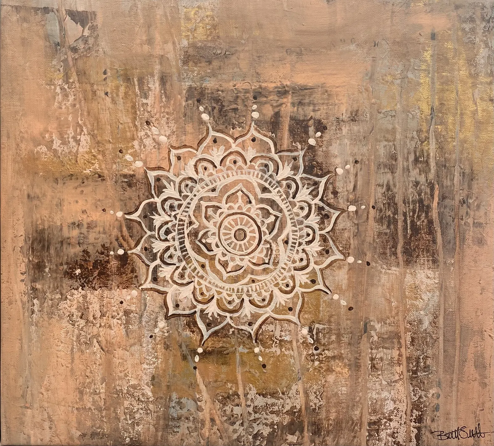 Akrylmålning Mandala 1 av Britt Svantesson