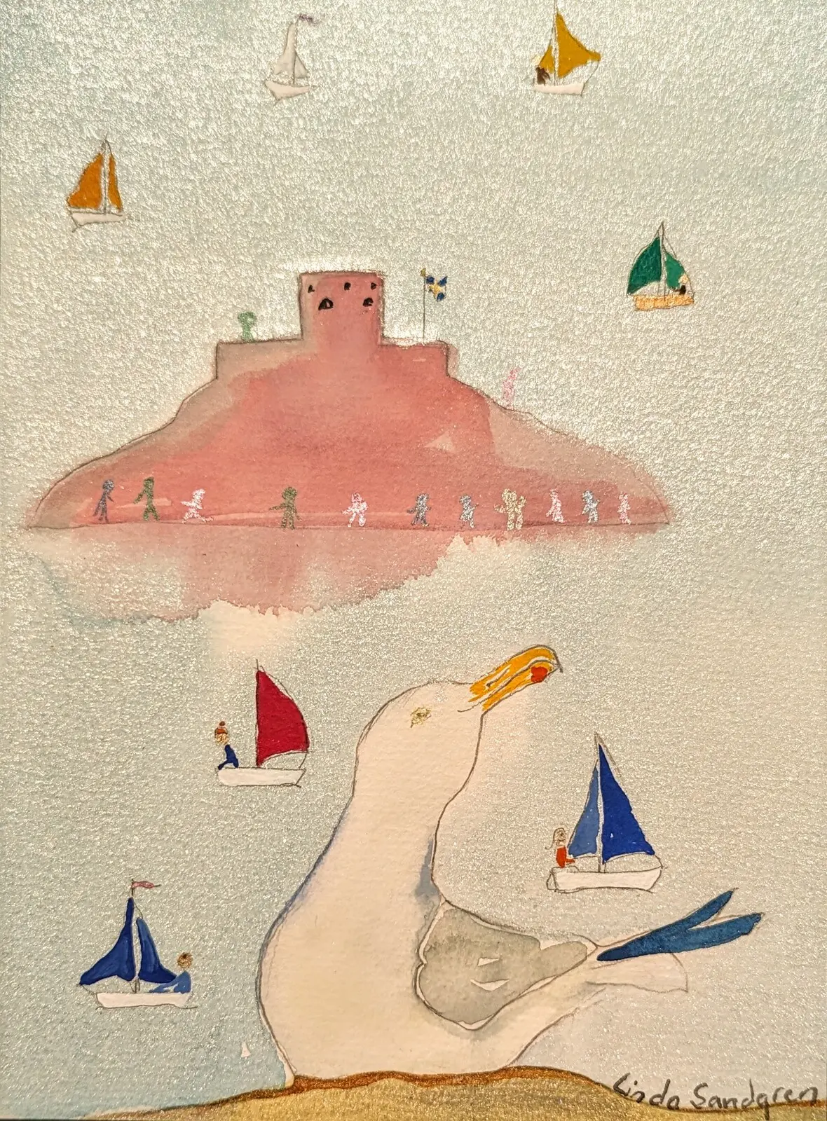 Akvarell Ön i Väster av Linda Sandgren