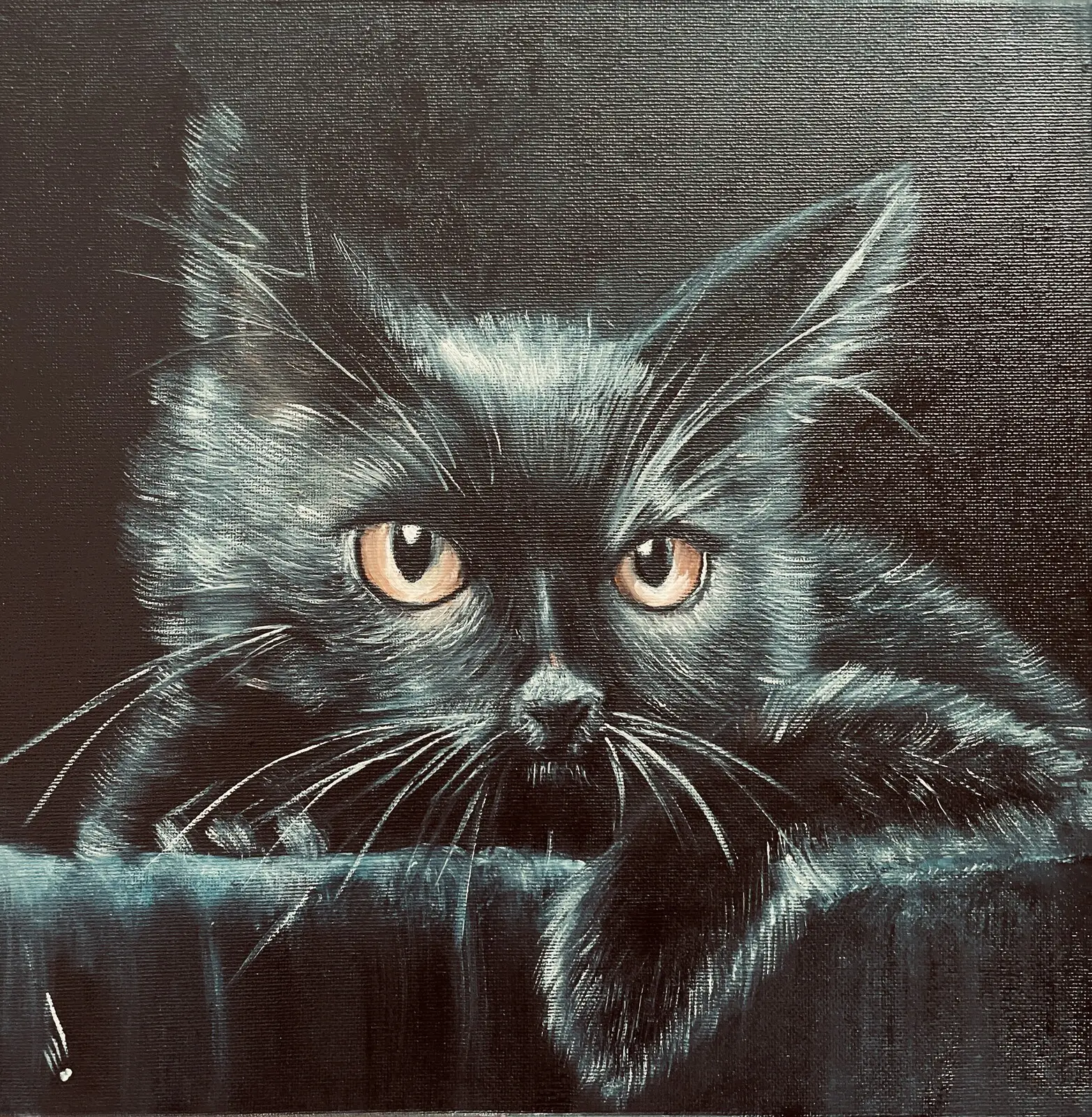 Oljemålning Black cat av Ideh Alikhani