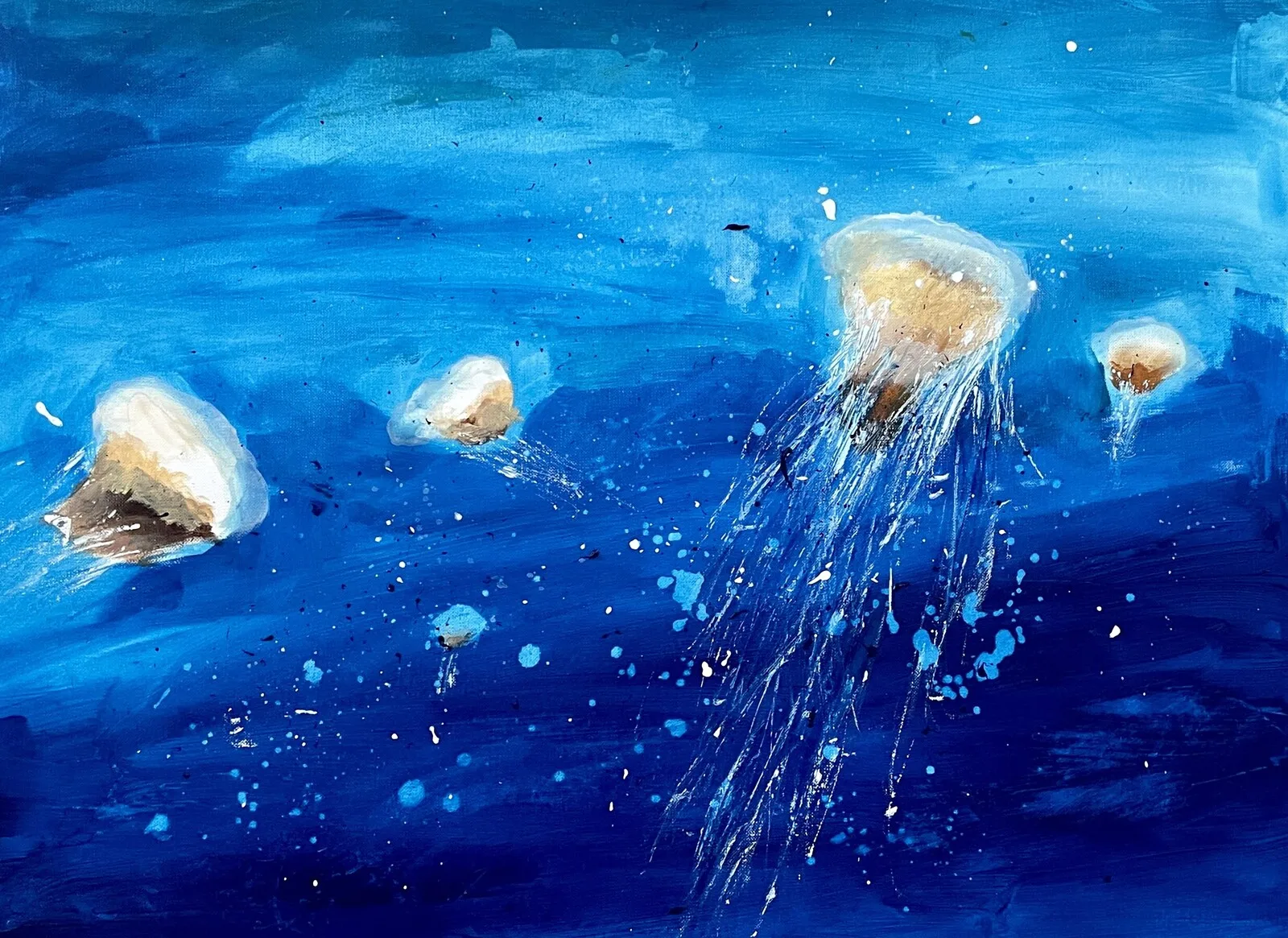 Akrylmålning Maneter av Gunilla Tuvin