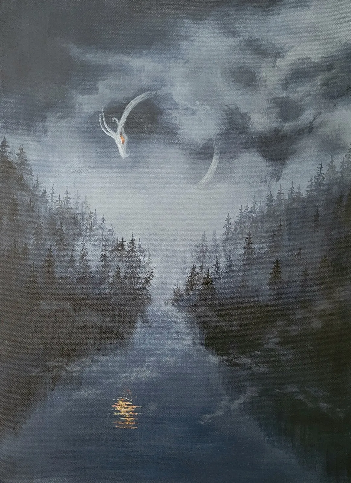 Akrylmålning Dragon of fire and ice av Catharina Holmberg