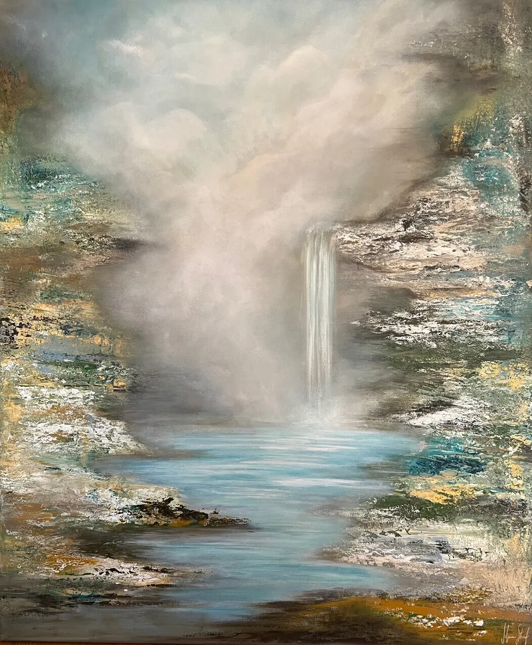Akrylmålning Waterfall av Marie Staaf