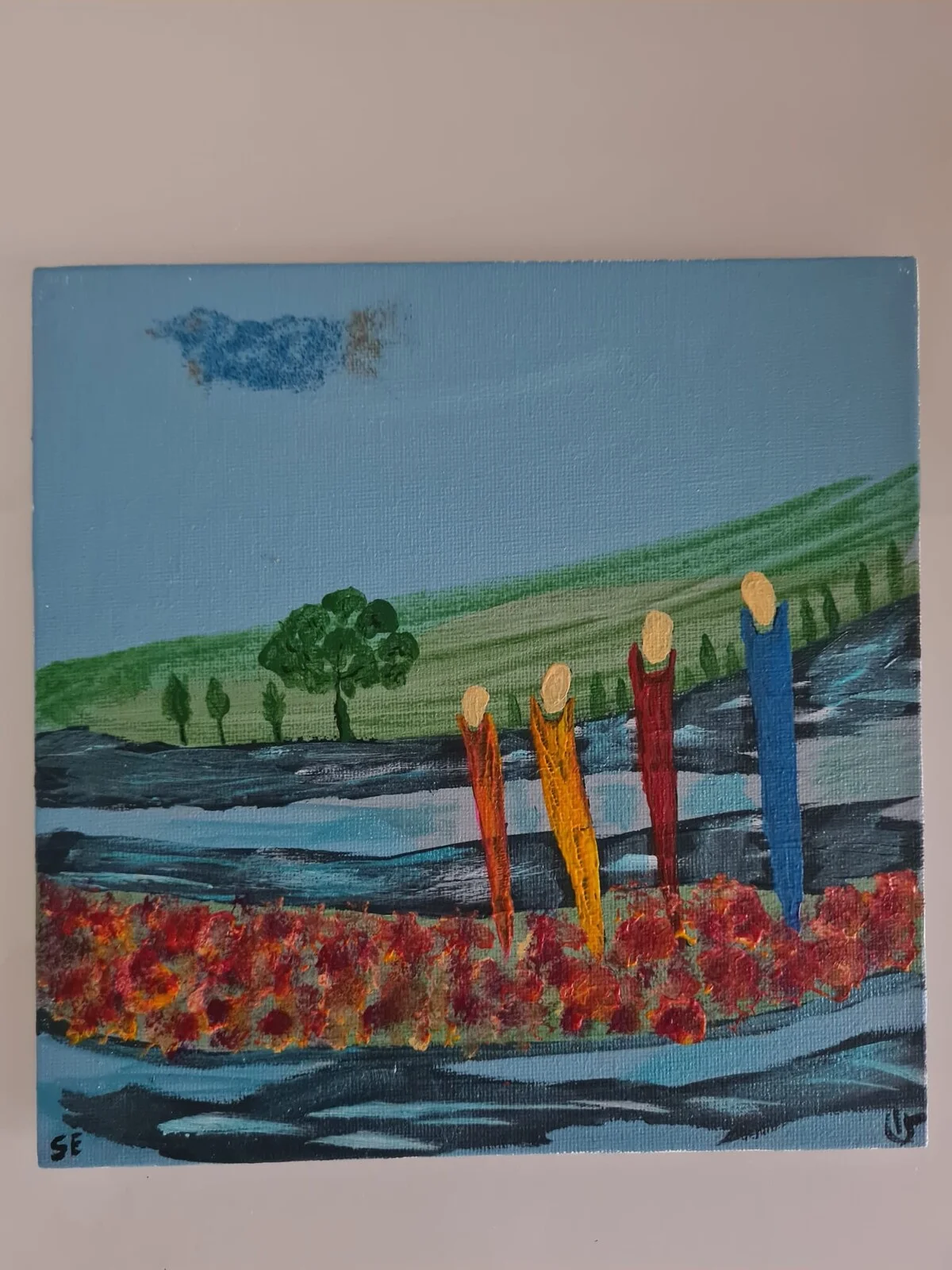 Akrylmålning Glada familjen av Sedi Ebrahimi