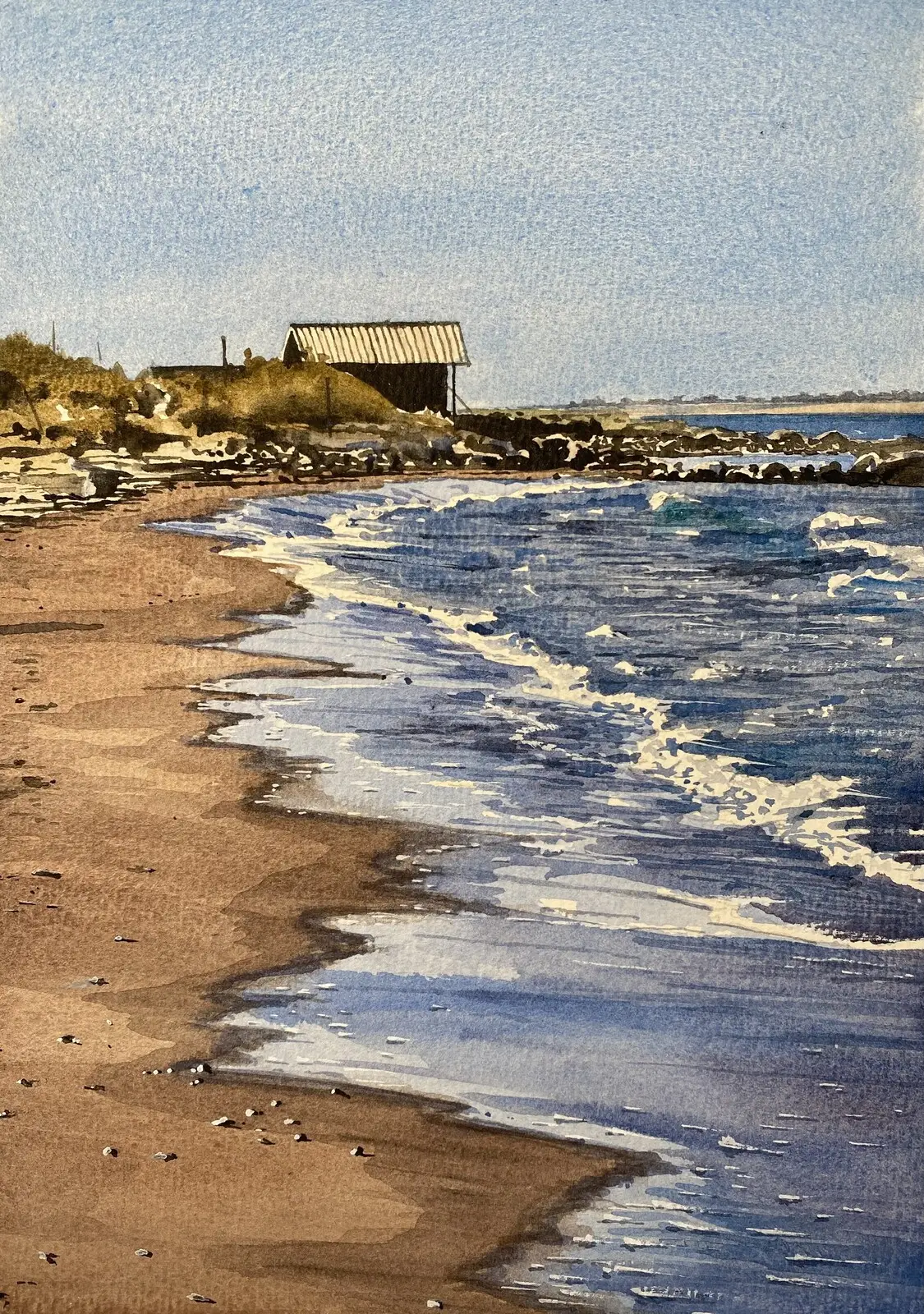 Akvarell Tofta Strand, Gotland, Sweden av Jesper Hörberg