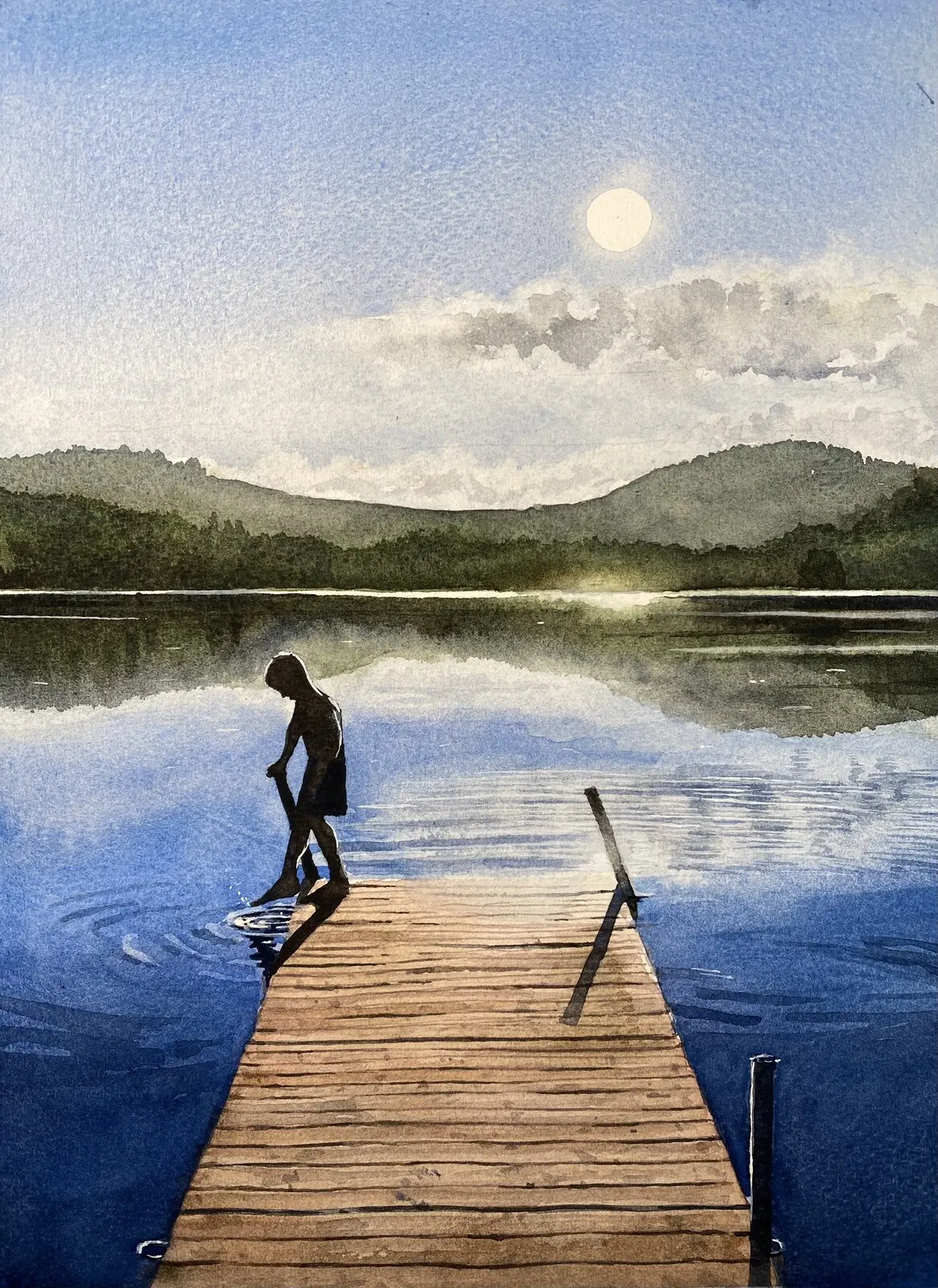 Akvarell Långnässjön, Sweden av Jesper Hörberg