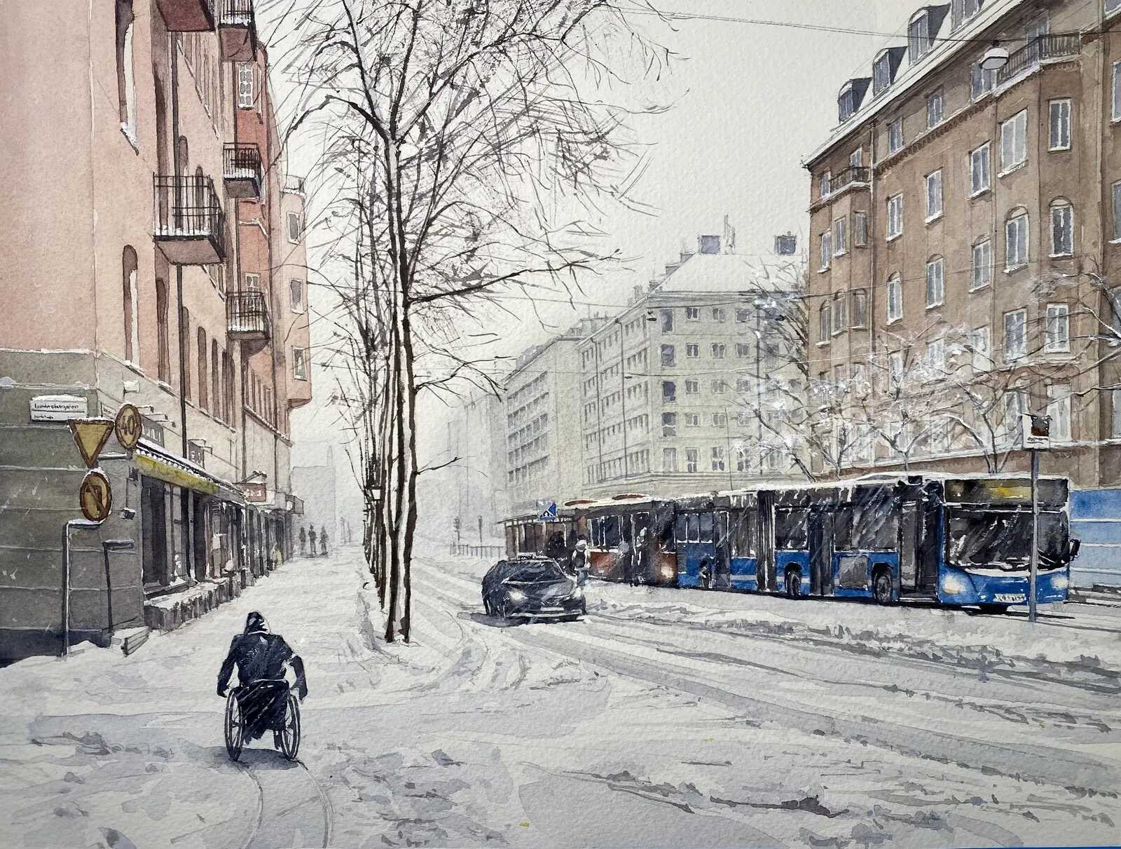 Akvarell Stockholm, Sweden av Jesper Hörberg