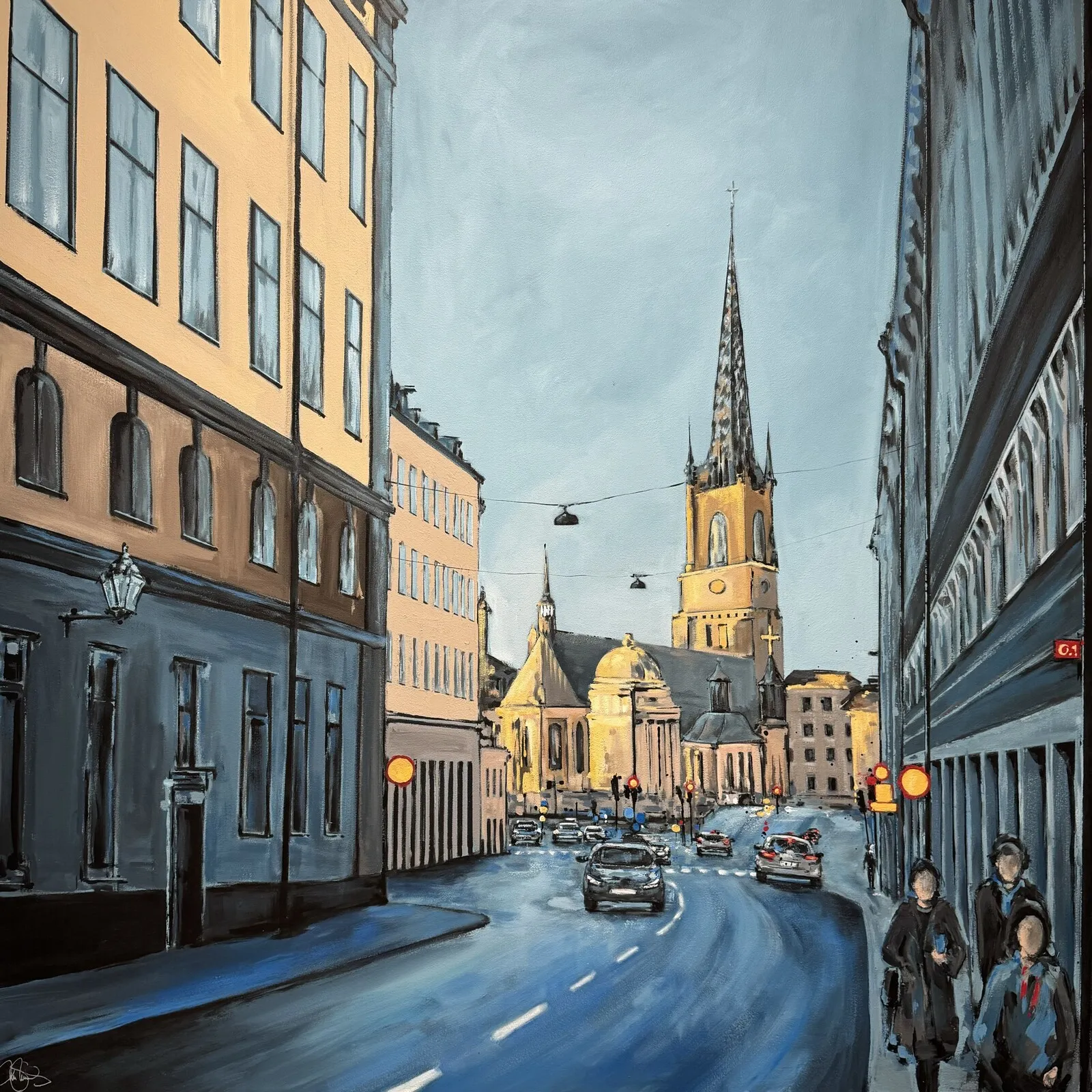 Akrylmålning Riddarholmen av Matilda Skoglund