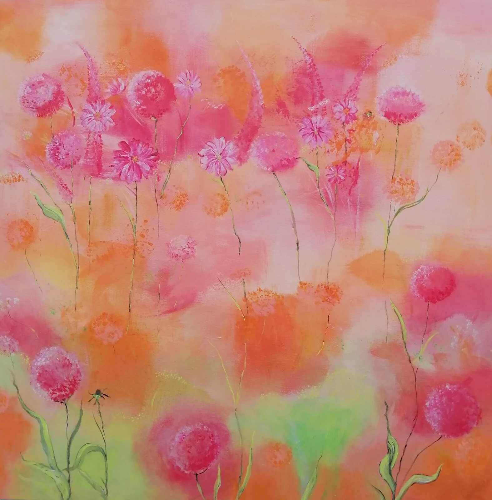 Akrylmålning Blomsterglädje av Susann Dahlin
