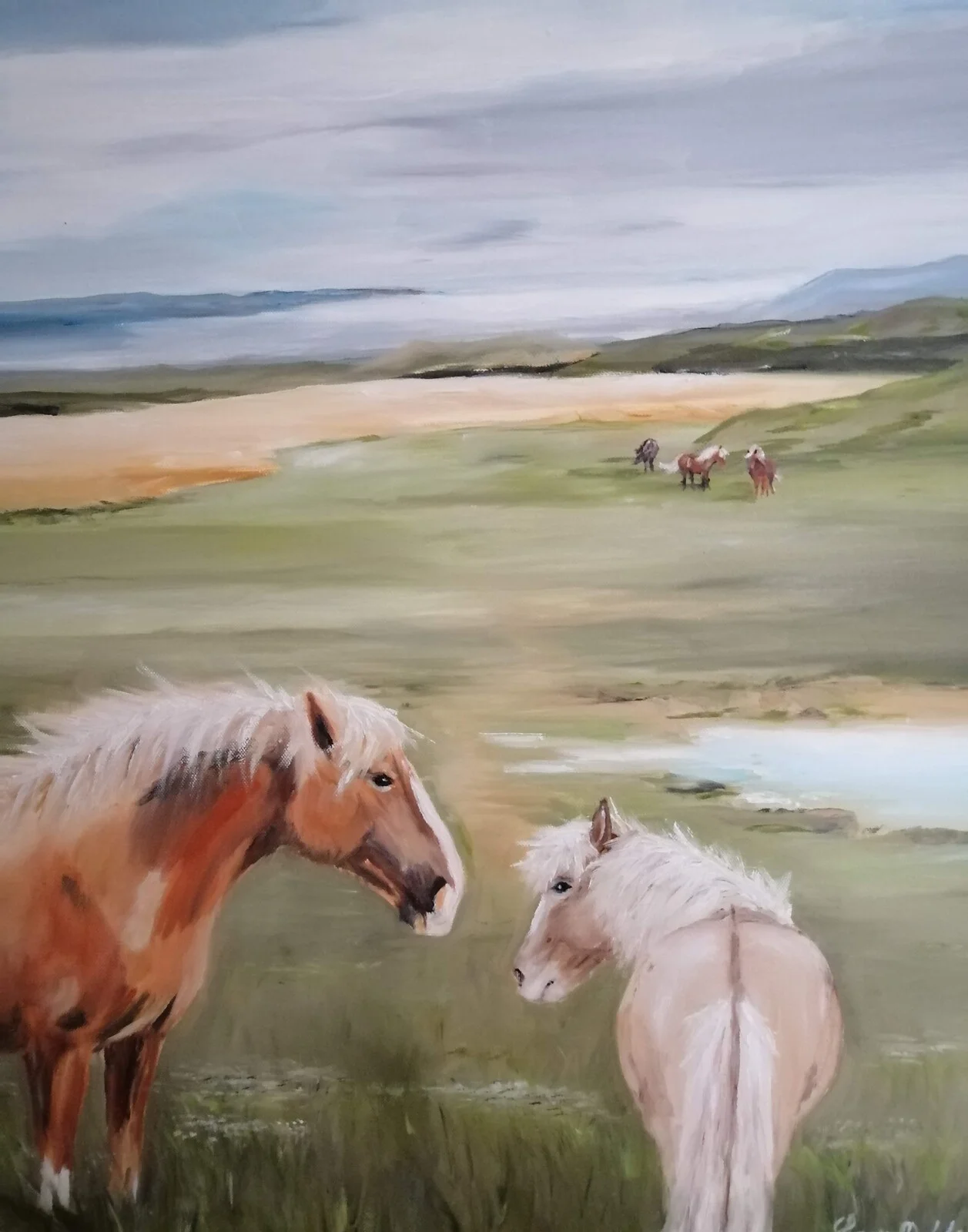 Oljemålning Kompisar av Susann Dahlin