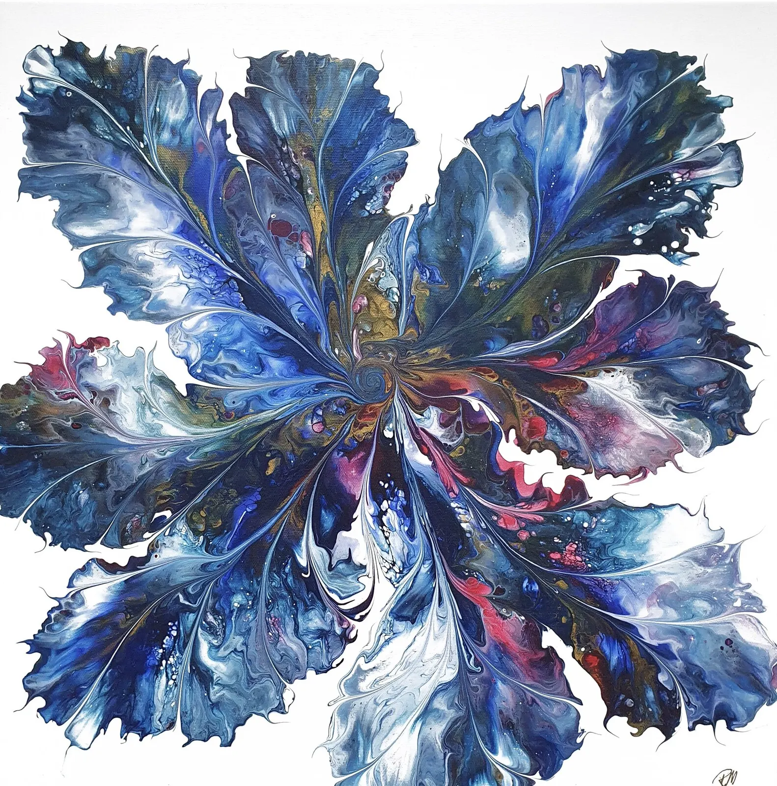 Akrylmålning Blå blomma av Rosie Mossberg