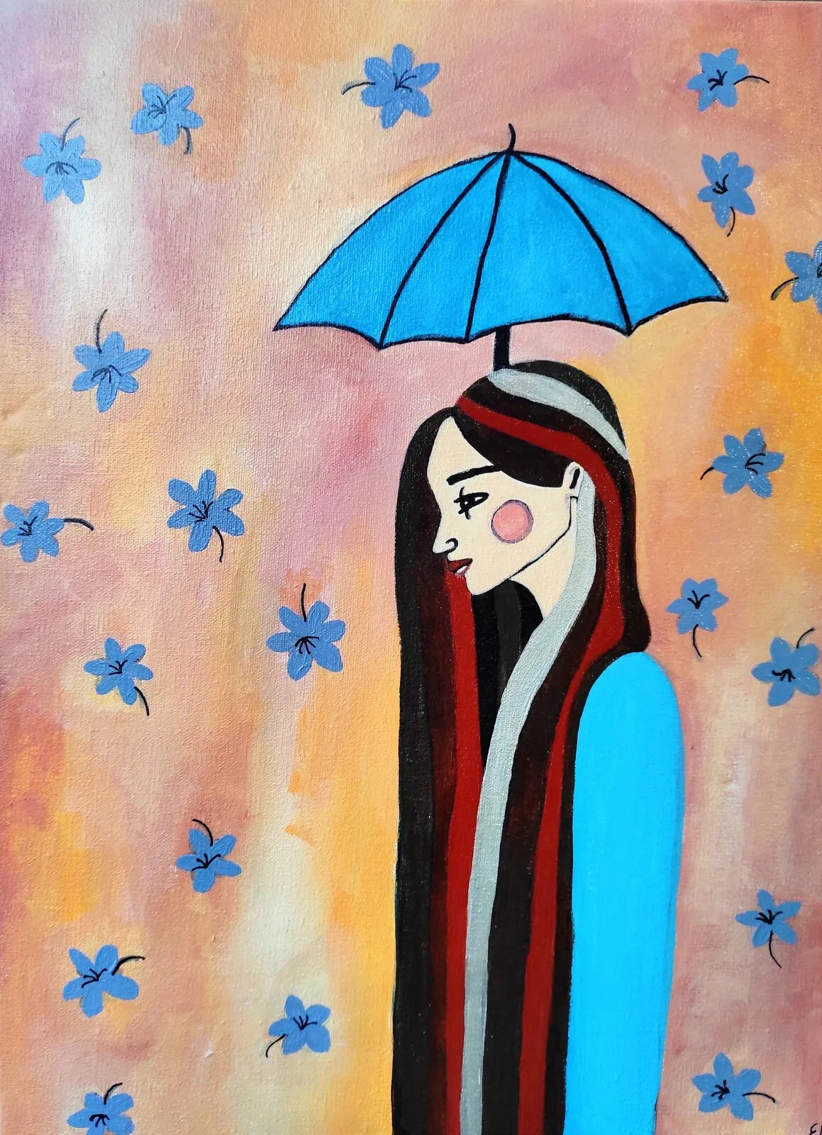 Akrylmålning Soft rain av Elin Larsson