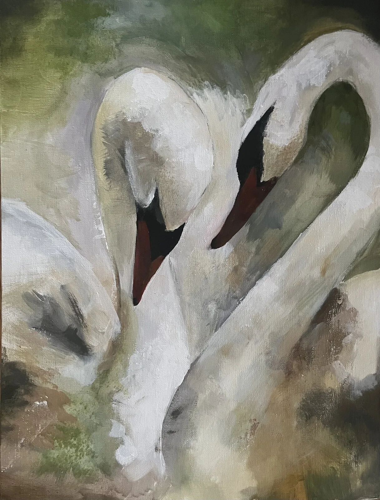 Akrylmålning Svanar av Elin Mård