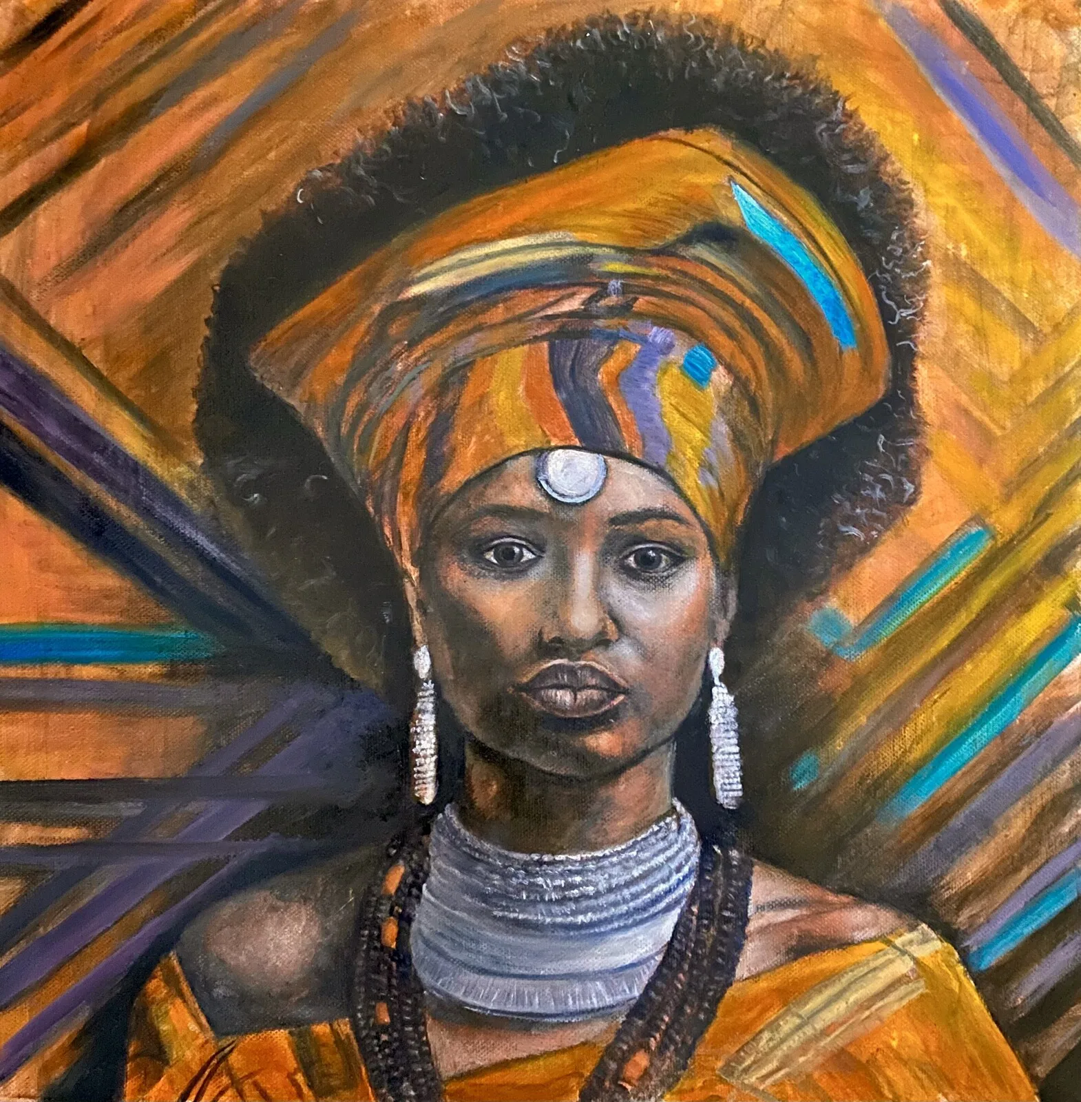 Oljemålning Afrika. Kvinna av Natalia Pettersson
