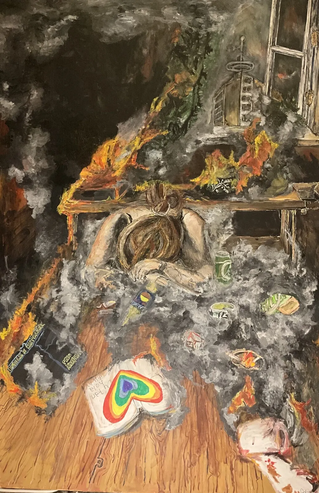 Akrylmålning Hagsätra by night av Charlotta Bjälemark