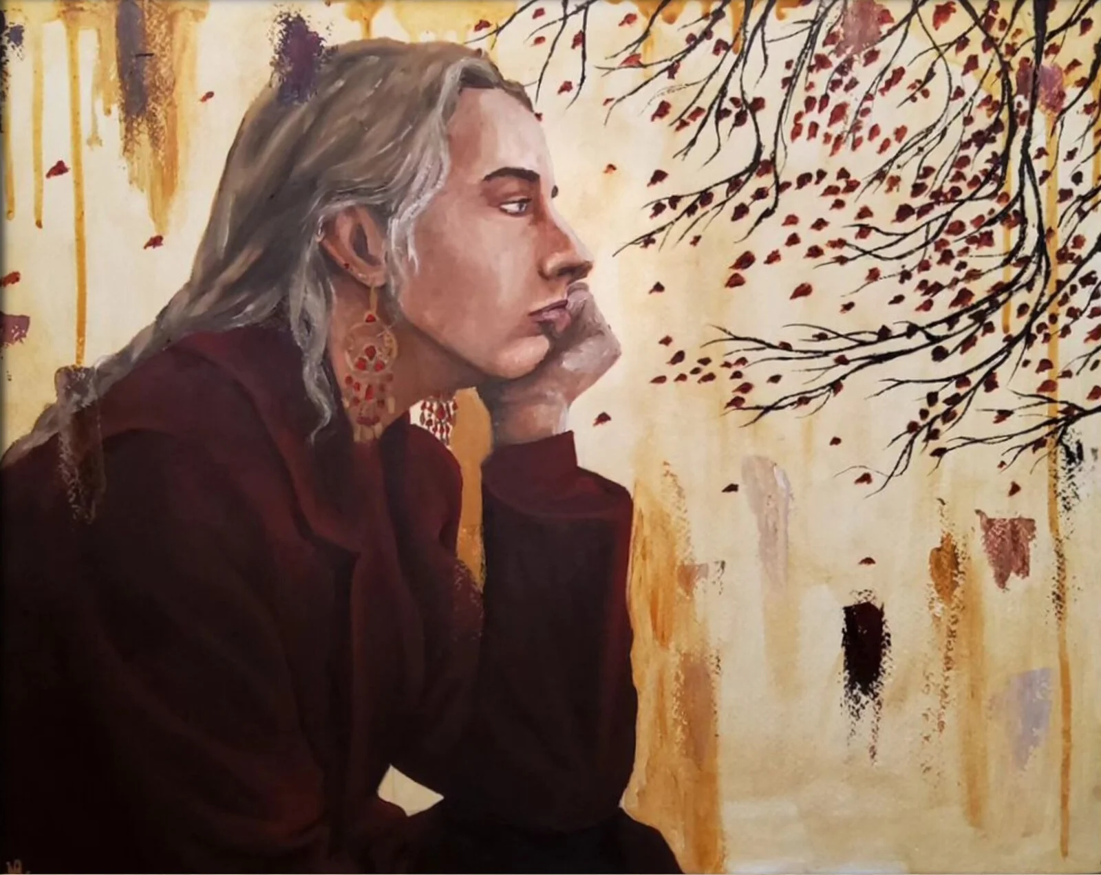 Oljemålning Minneslöv av Nova Blomberg