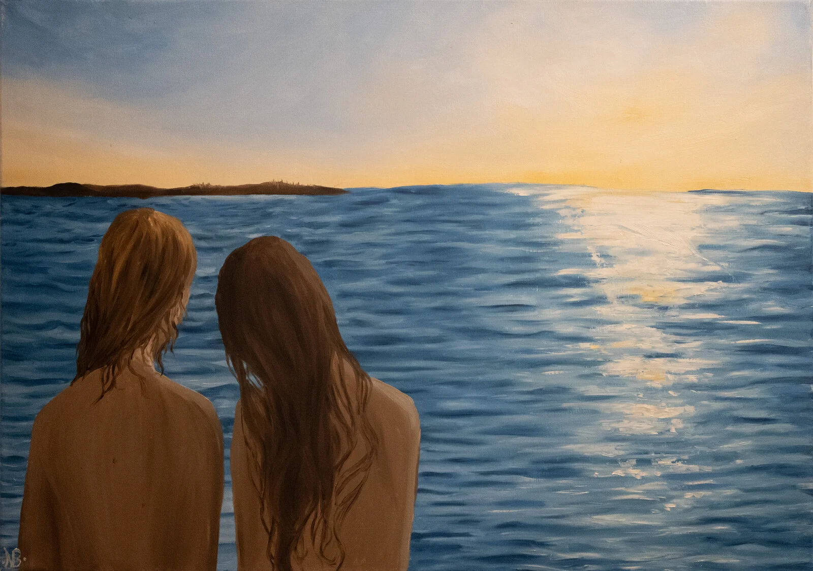 Oljemålning Solnedgång i öregrund av Nova Blomberg