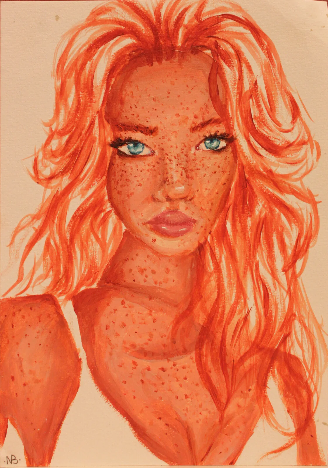 Akrylmålning Red head collection nr 3 av Nova Blomberg