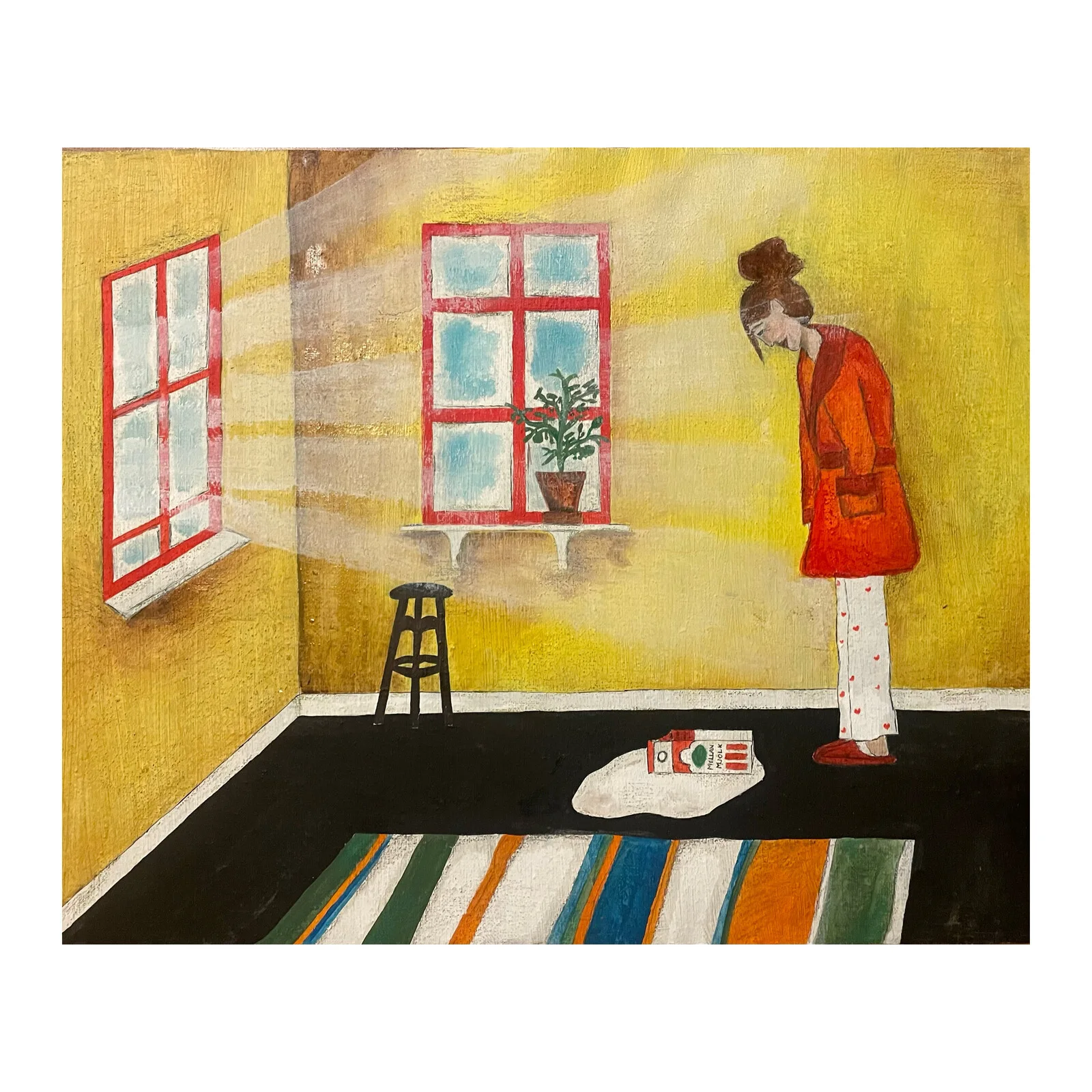 Oljemålning Solen i ögonen och spilld mjölk överallt av Johanna Segerstedt