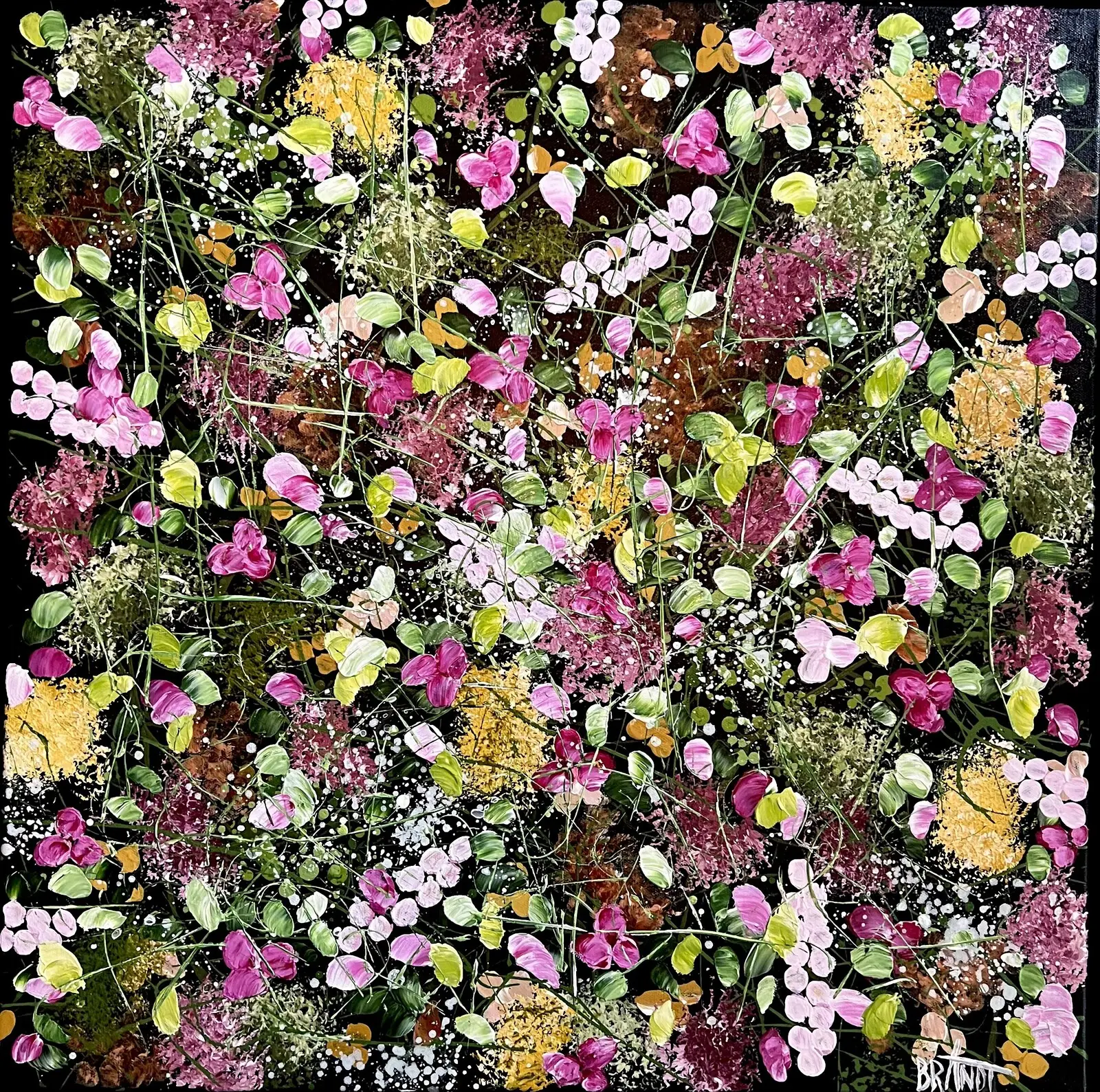 Akrylmålning MIDNIGHT FLOWERS av Anna Artistockholm Brandt