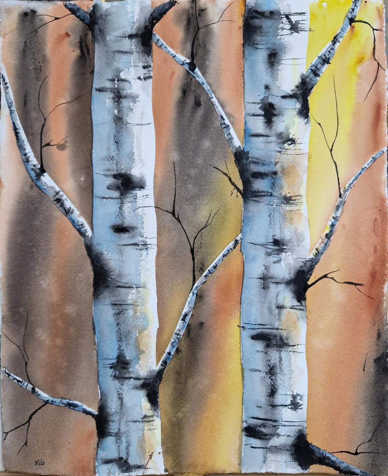 Akvarell Glowing sky av Marie-Louice Eriksson