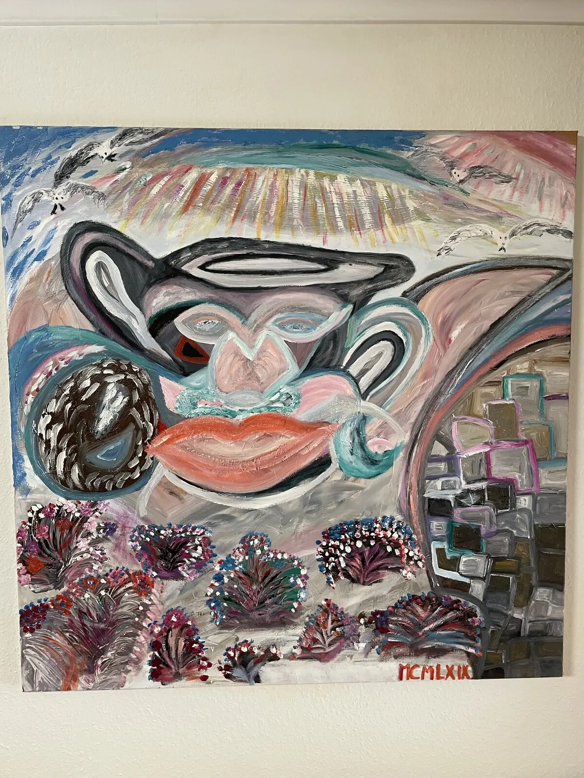 Oljemålning Sol pinigi av Monero Schagalie