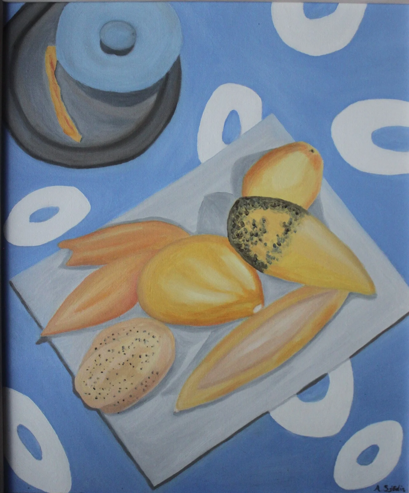 Akrylmålning Frukost Blå av AKS