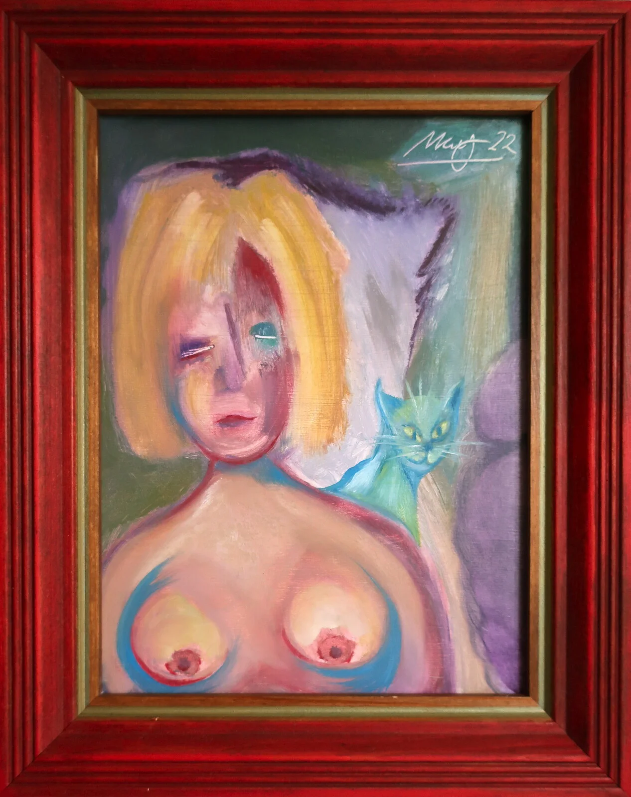 Oljemålning The Sleepwalker and the Cat av Charles Benjamin May