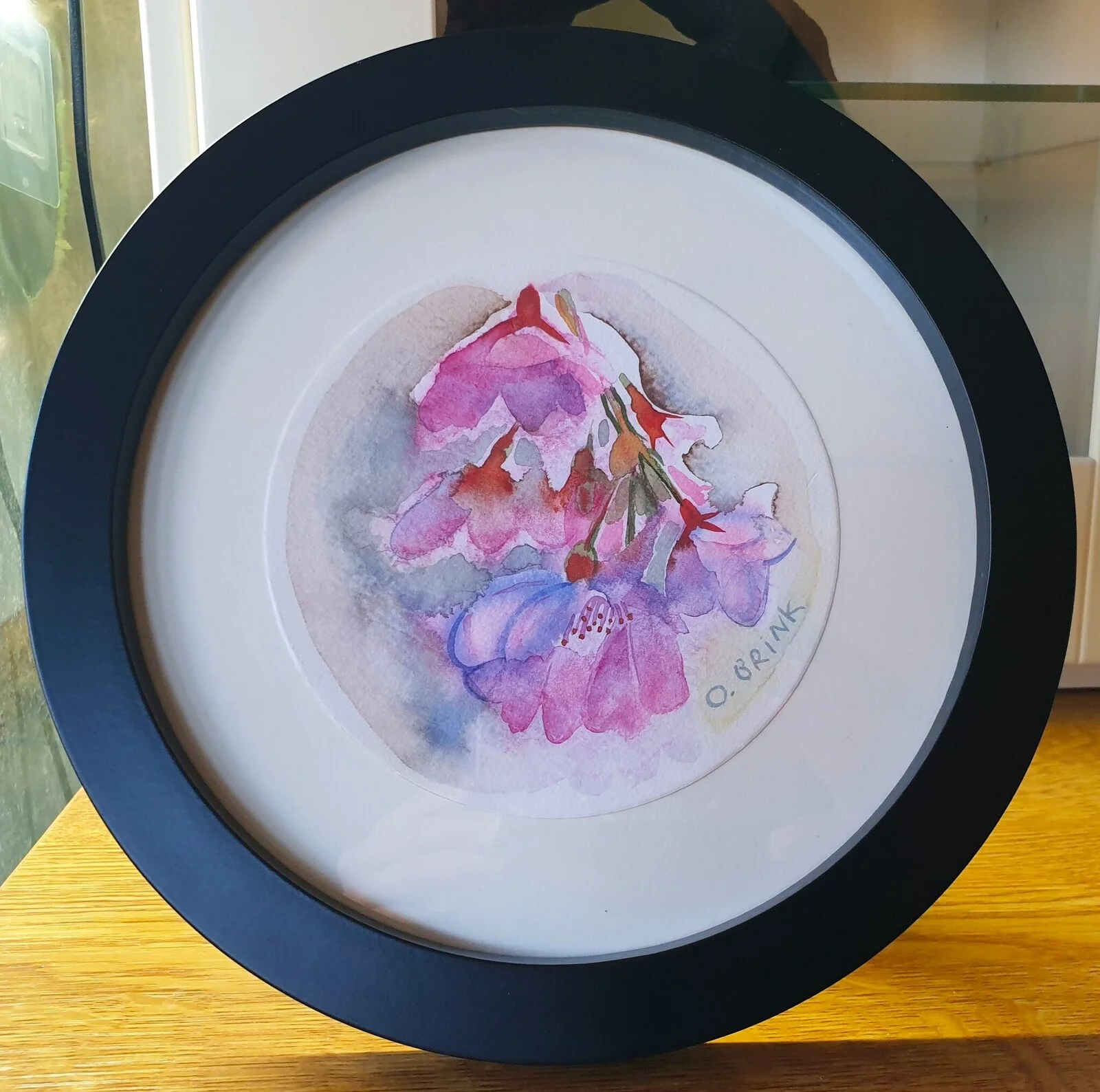 Akvarell Almond Blossom (inramad) av Olga Brink Art
