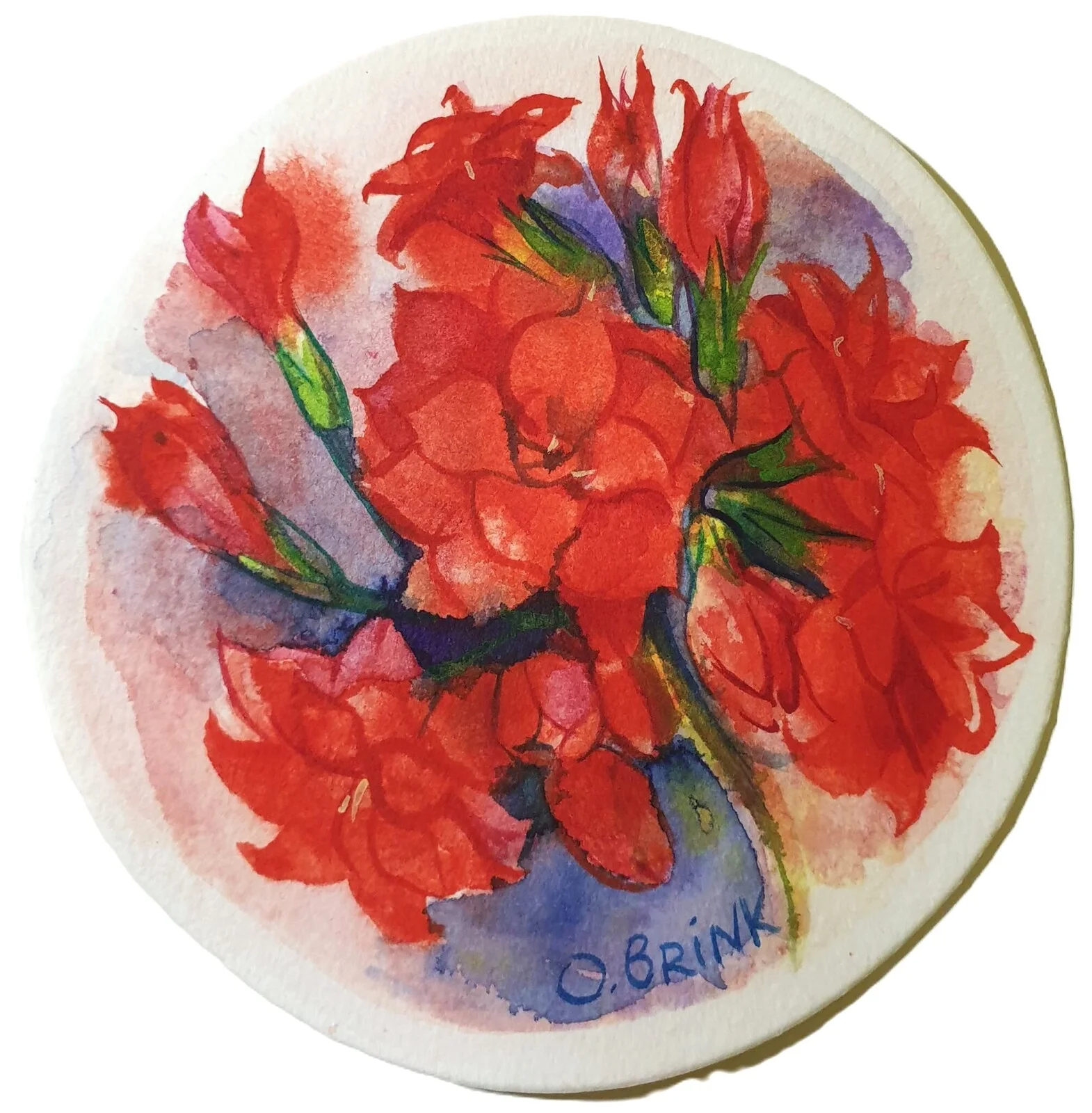 Akvarell Kalanchoe (inramad) av Olga Brink Art