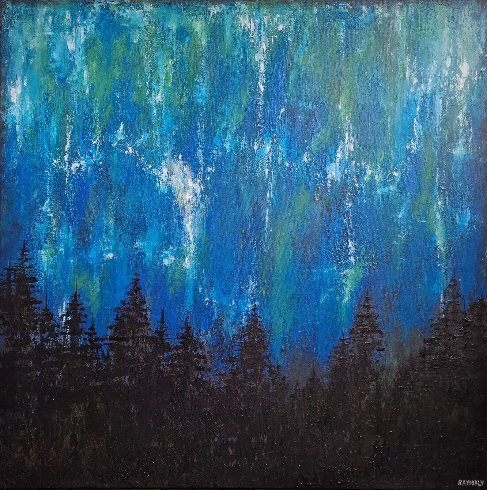 Akrylmålning Northern Lights av Rabab Mahmood