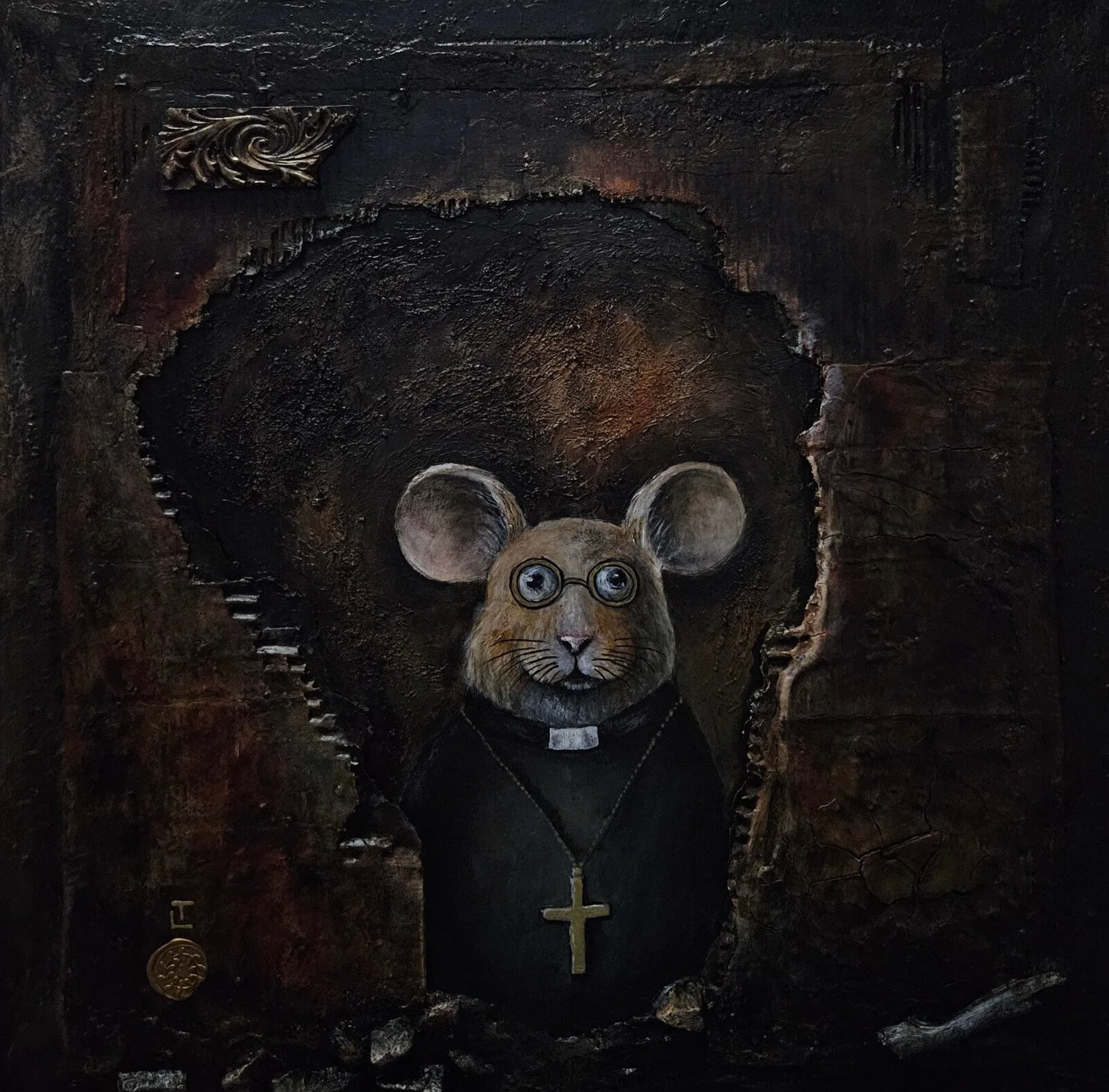 Akrylmålning Kyrkråttan av Tove Landberg