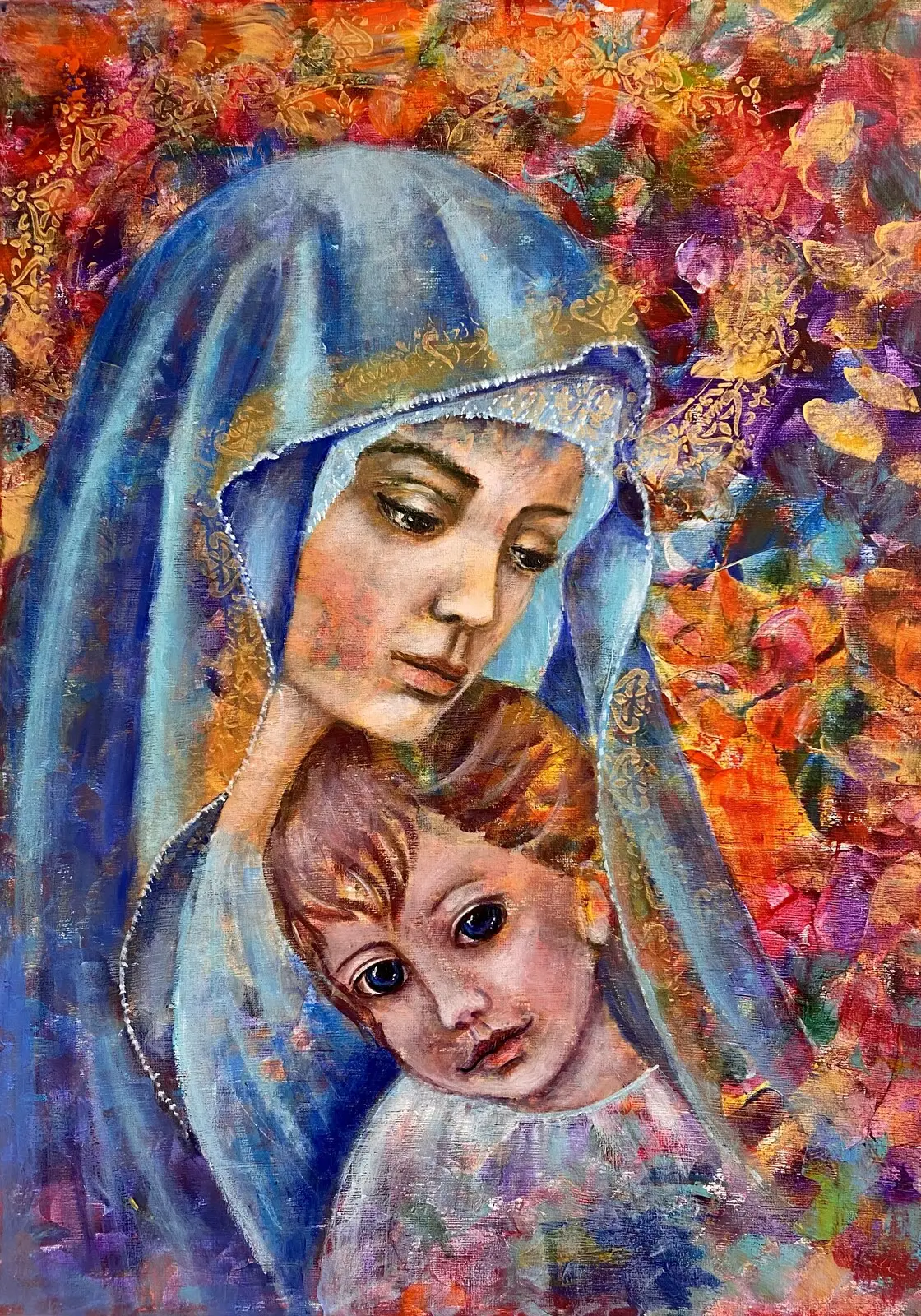 Akrylmålning Mothers love av Tanja Olsson