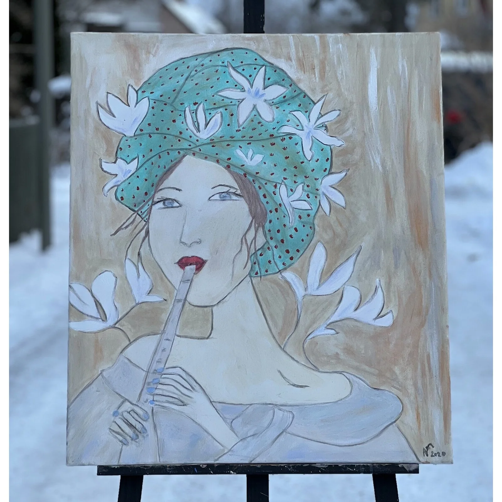 Akrylmålning Zoe av Nicole Falcone