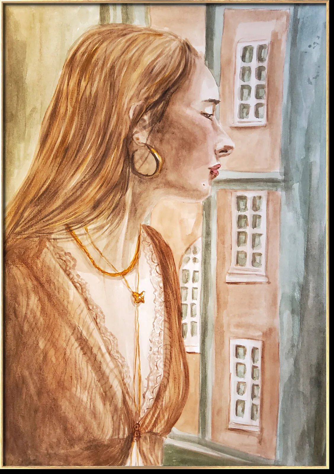 Akvarell Fönster av Nova Blomberg