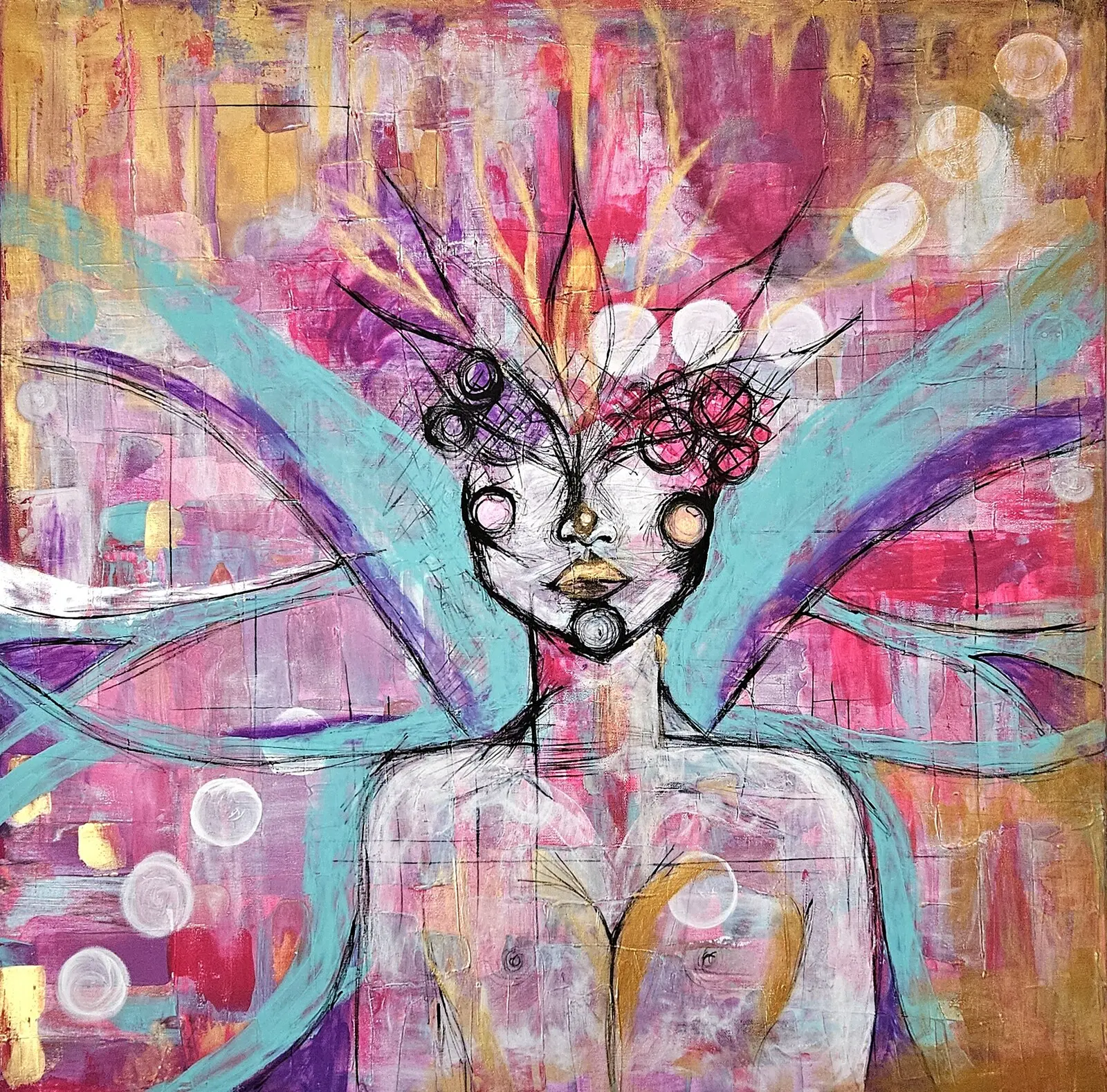 Akrylmålning Fairy av Ditte Ardesjö Norman