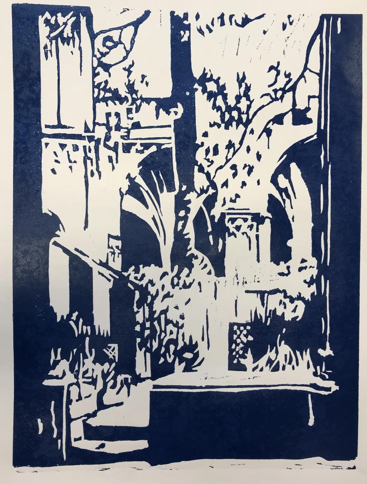Oljemålning El claustro, blå av Lena Öhman